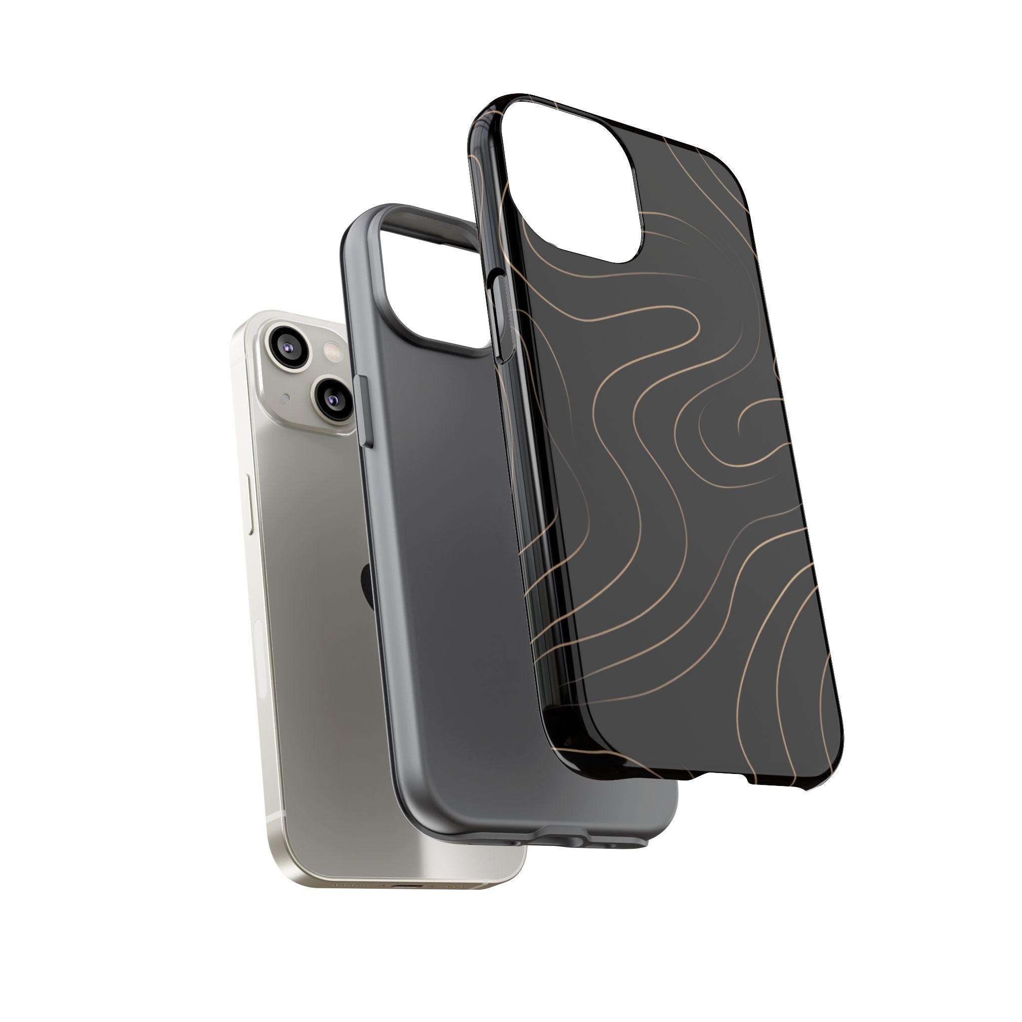 Noir Topograph - Black Minimalist Line Art Phone Case