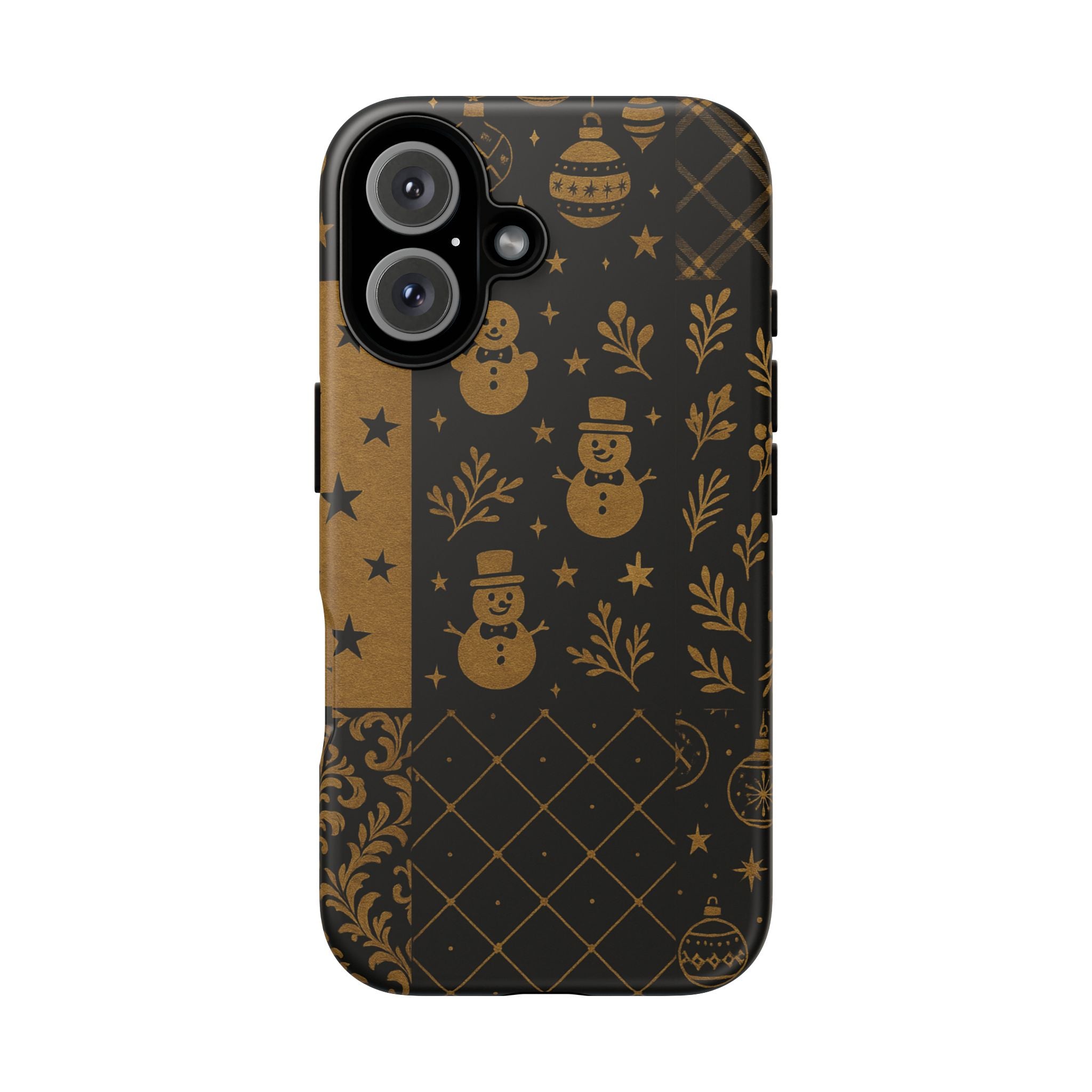 Black Festive Phone Case | Christmas Gift | Holiday Decor | Snowman Design | Tough Cases | Winter Celebration iPhone 16 Matte