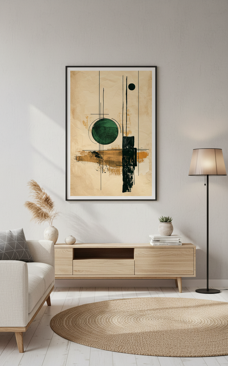 Emerald Axis – Abstract Geometric Art Print