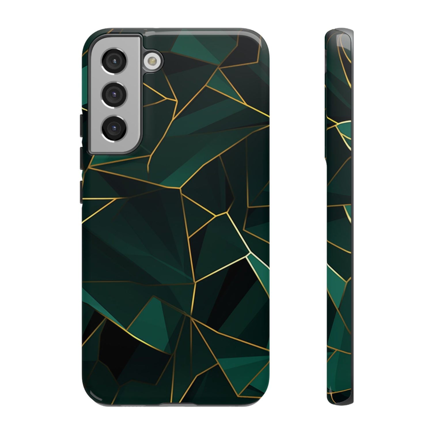 Emerald Veil - Geometric Luxe Phone Case Samsung Galaxy S22 Plus Glossy