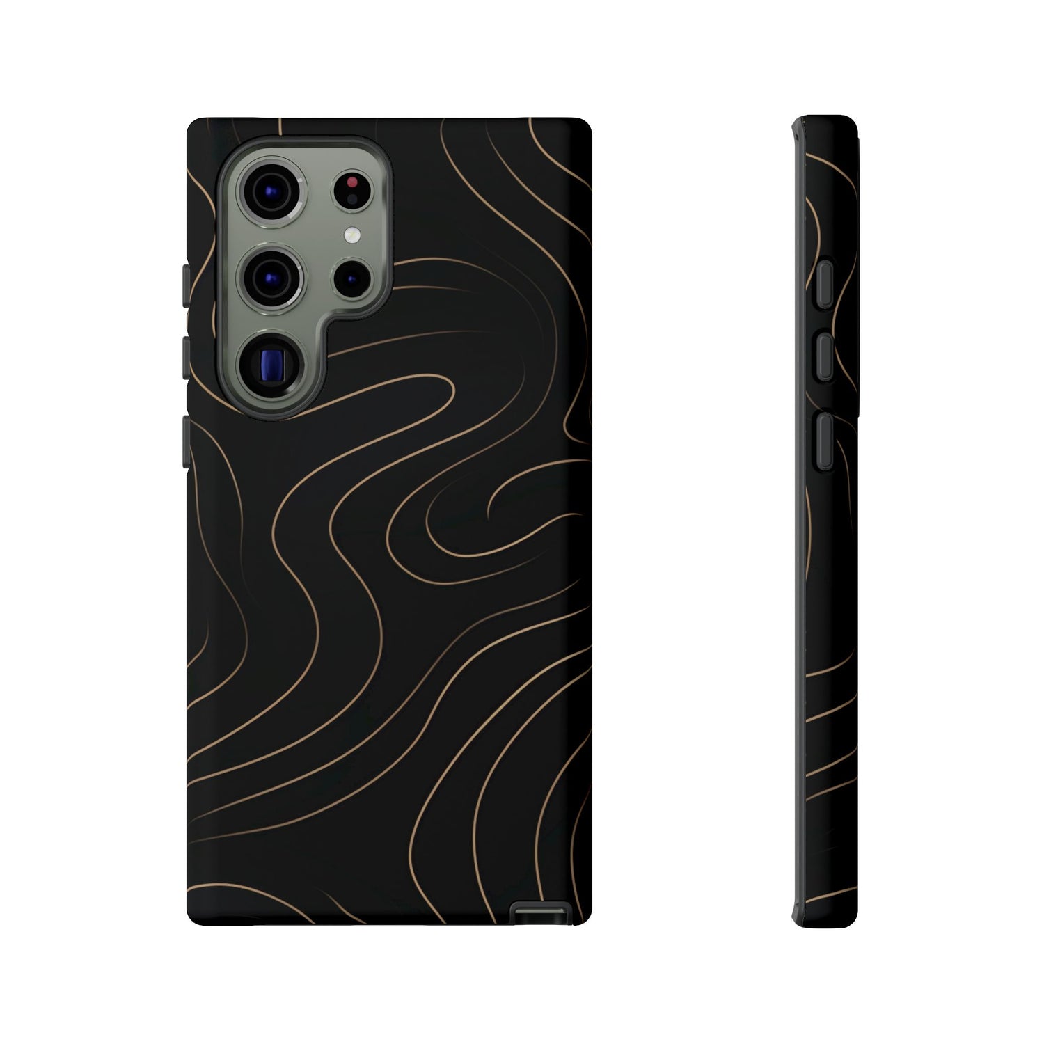 Noir Topograph - Black Minimalist Line Art Phone Case Samsung Galaxy S23 Ultra Matte