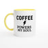 Coffee Powers My Soul Mug - Handmade Ceramic Cup - Perfect Gift for Coffee Lovers Ceramic Yellow