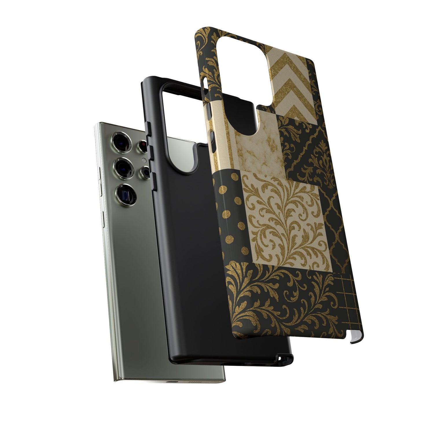 Phone Case, Luxury Black and Gold Festive Design for Christmas Gift, Holiday Decor, Tough Cases, Winter Celebration, Elegant iPhone Cover