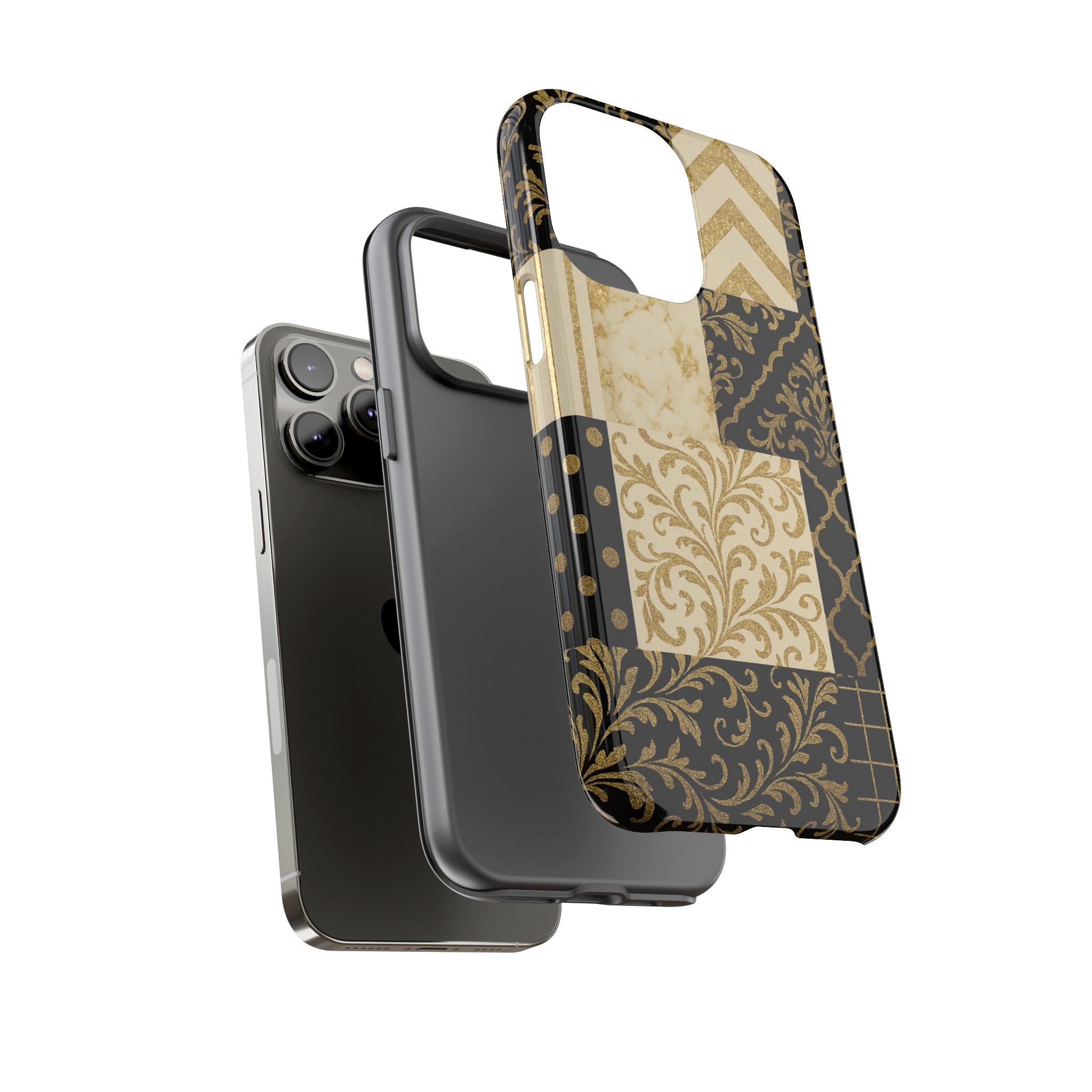 Phone Case, Luxury Black and Gold Festive Design for Christmas Gift, Holiday Decor, Tough Cases, Winter Celebration, Elegant iPhone Cover