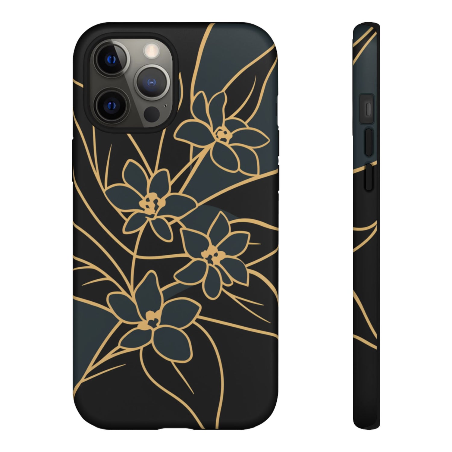 Golden Bloom - Elegant Floral Line Art Phone Case iPhone 12 Pro Max Matte