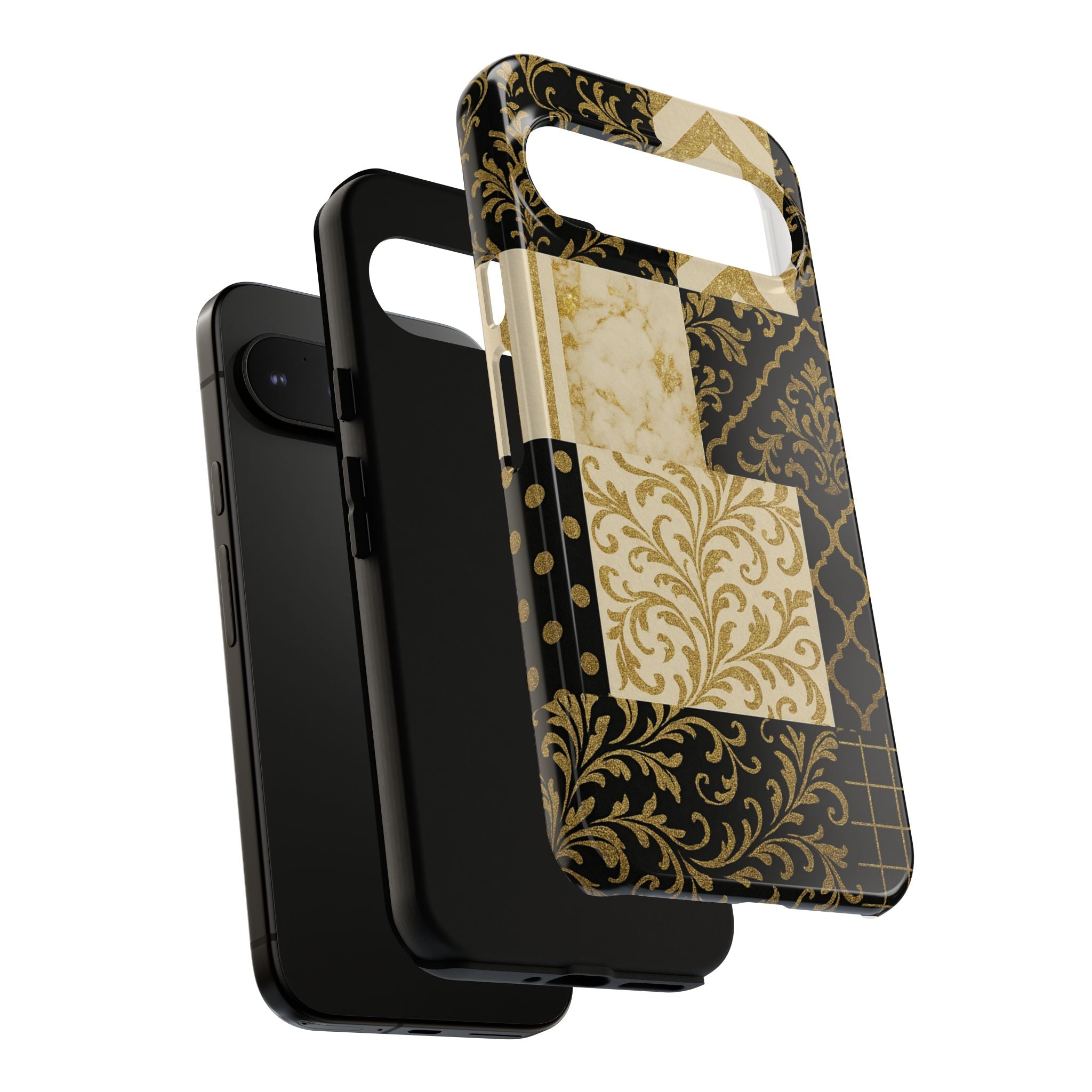 Phone Case, Luxury Black and Gold Festive Design for Christmas Gift, Holiday Decor, Tough Cases, Winter Celebration, Elegant iPhone Cover