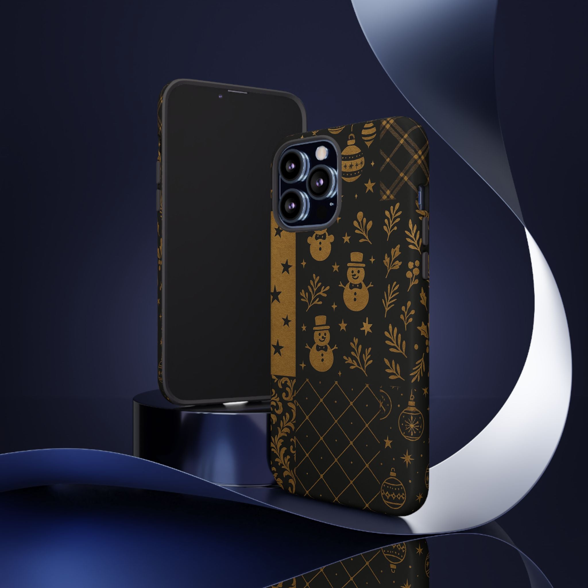 Black Festive Phone Case | Christmas Gift | Holiday Decor | Snowman Design | Tough Cases | Winter Celebration