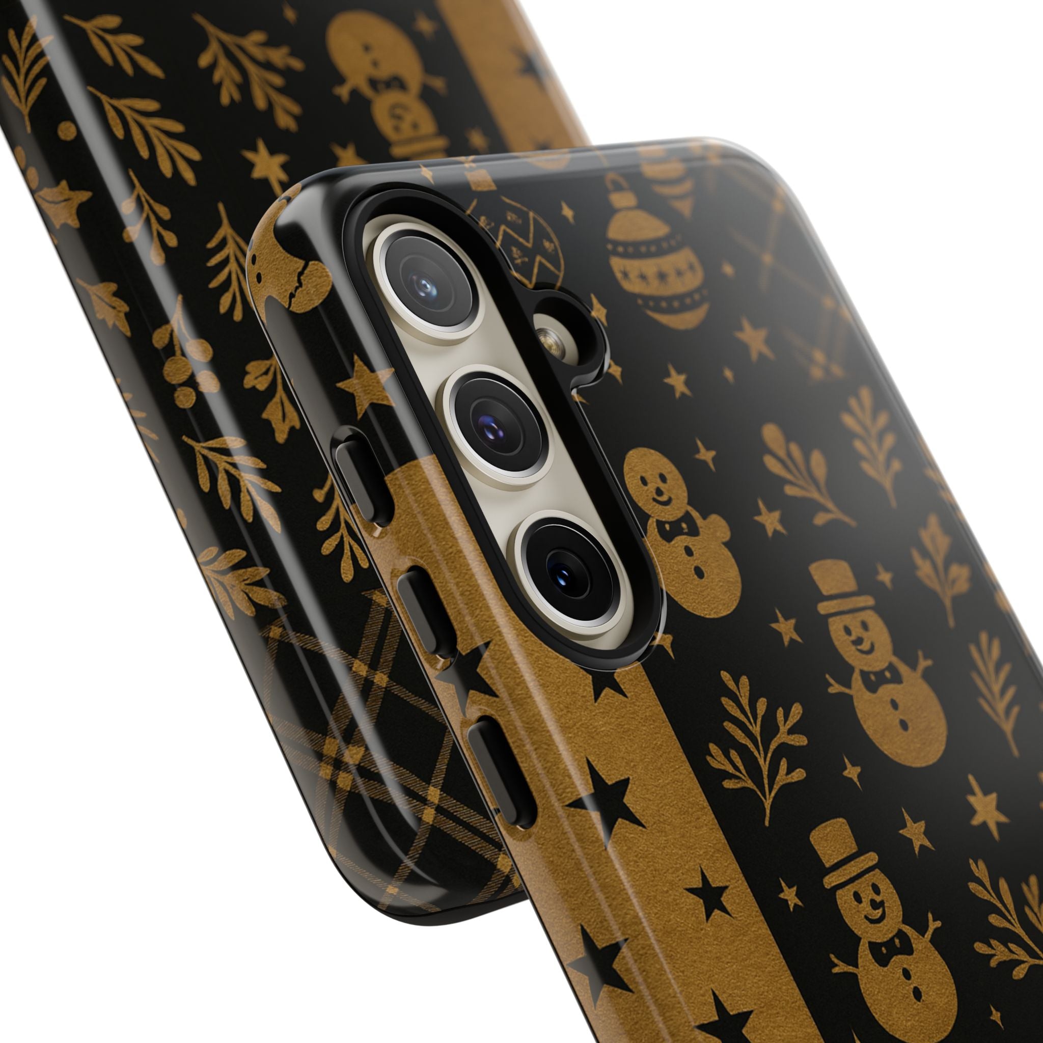 Black Festive Phone Case | Christmas Gift | Holiday Decor | Snowman Design | Tough Cases | Winter Celebration