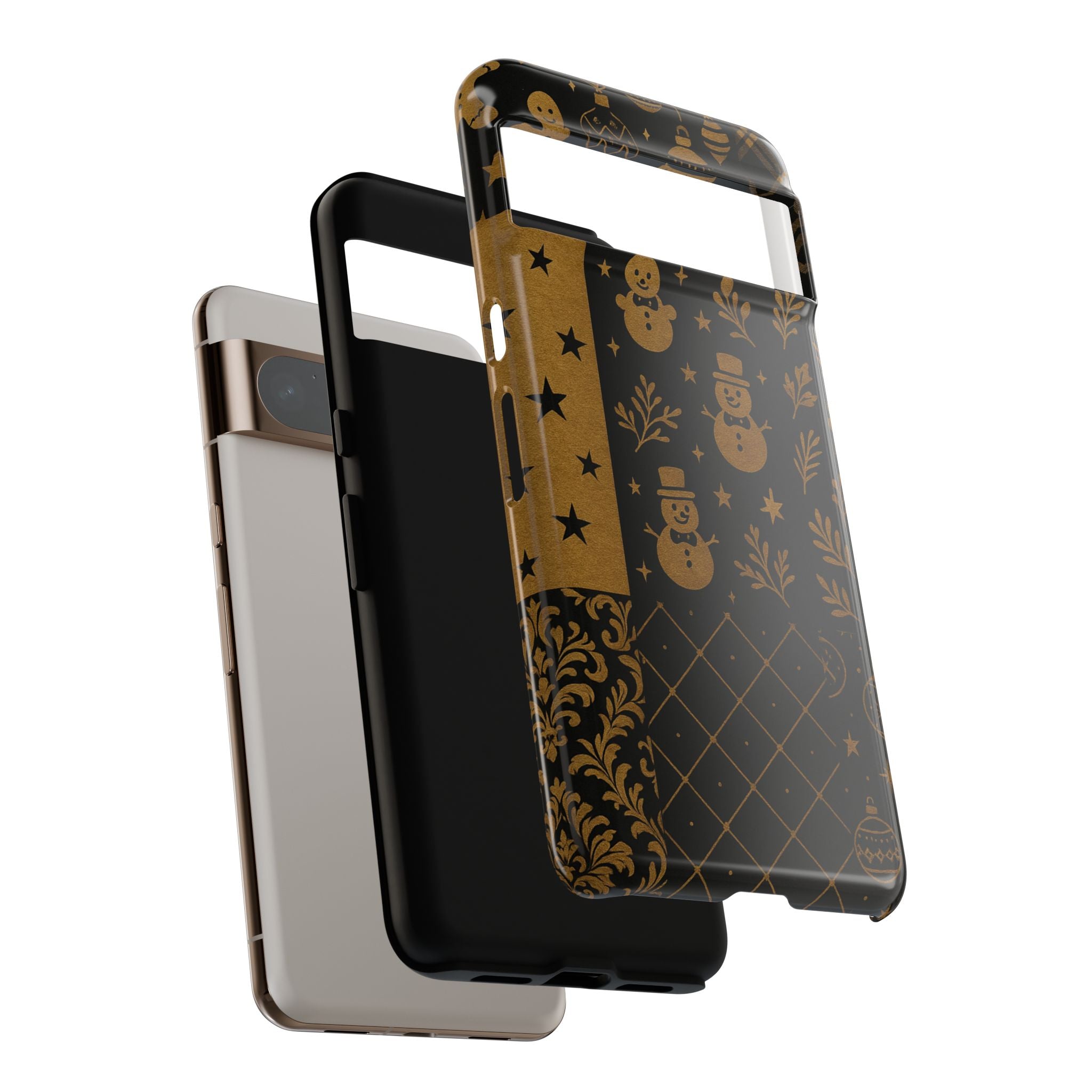 Black Festive Phone Case | Christmas Gift | Holiday Decor | Snowman Design | Tough Cases | Winter Celebration