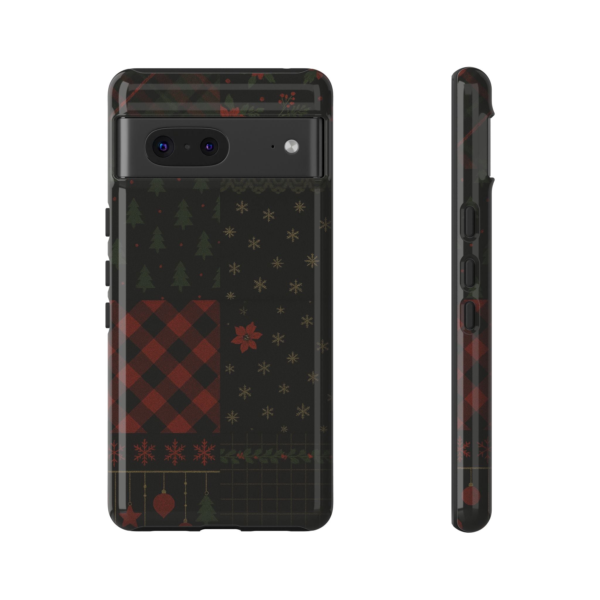 Black Festive Phone Case - Christmas Phone Cover - Tough Design Google Pixel 7 Glossy