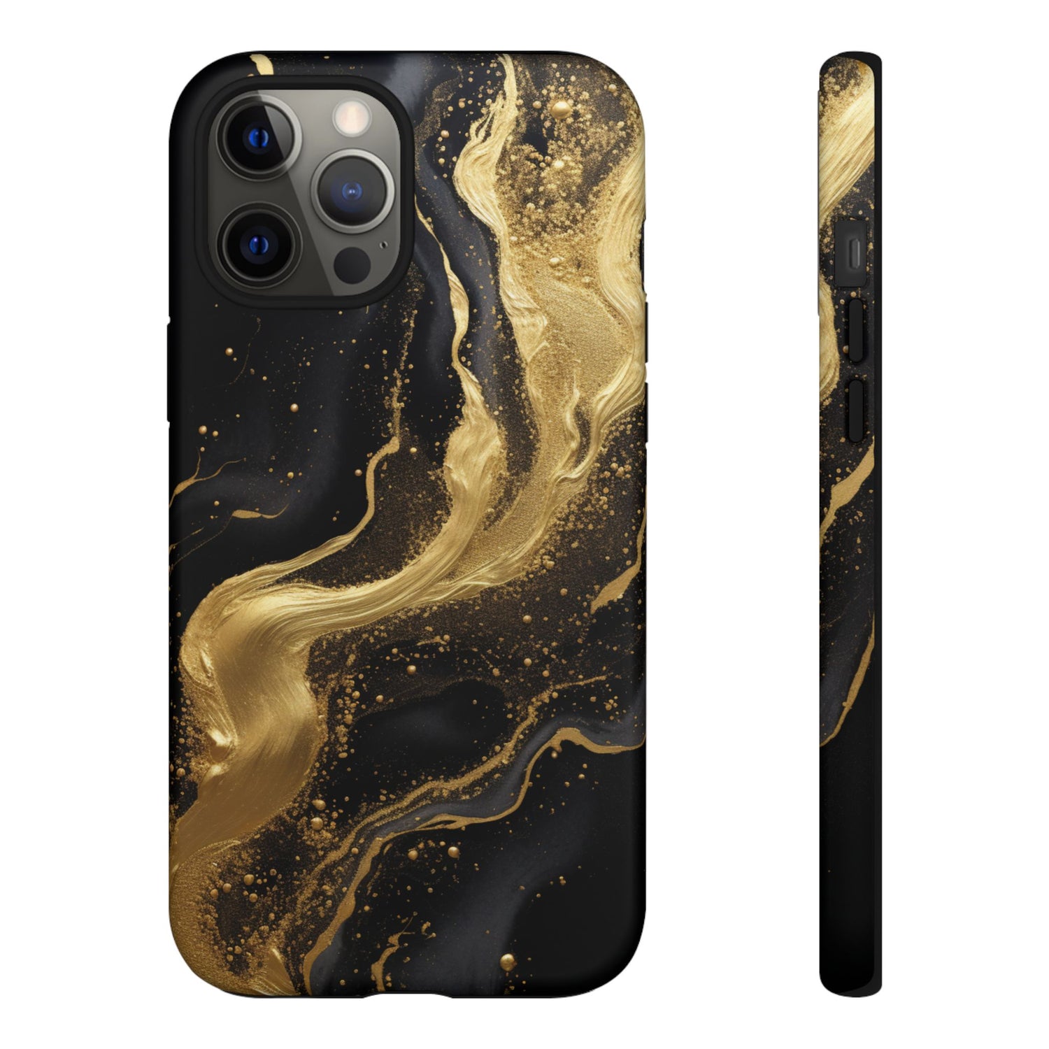 Golden Flow - Black & Gold Marble Luxe Phone Case iPhone 12 Pro Max Matte