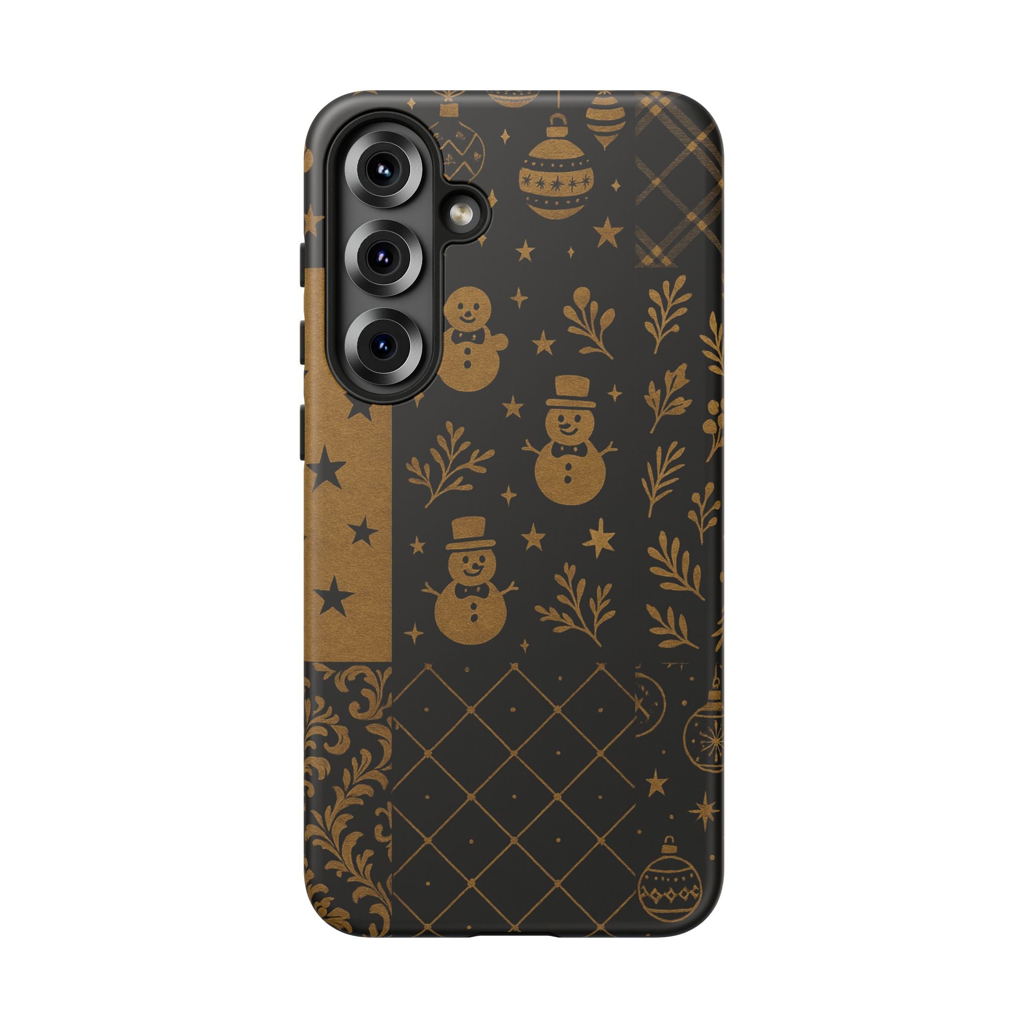 Black Festive Phone Case | Christmas Gift | Holiday Decor | Snowman Design | Tough Cases | Winter Celebration Samsung Galaxy S25 Plus Matte