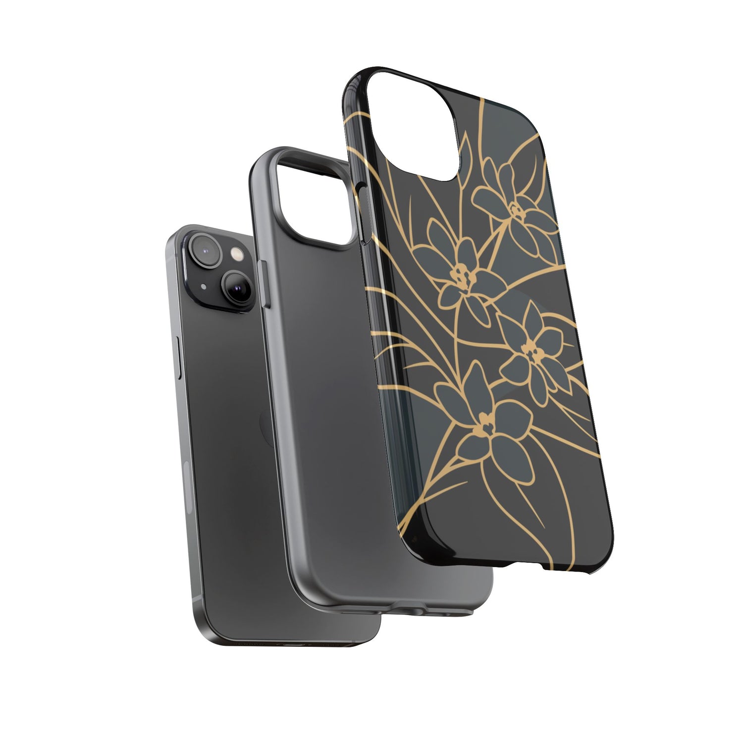 Golden Bloom - Elegant Floral Line Art Phone Case