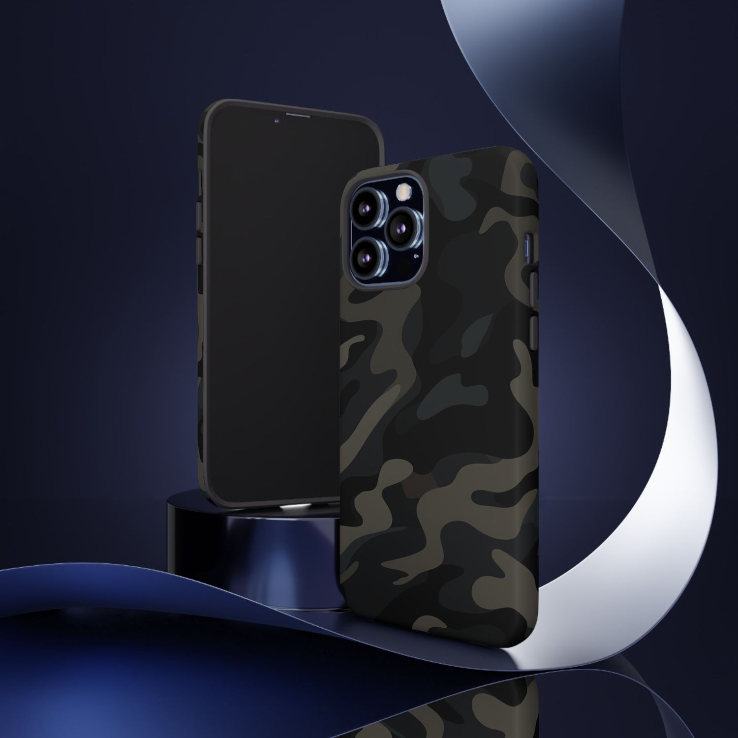 Black Camouflage Phone Case for iPhone, Samsung and Google Pixel
