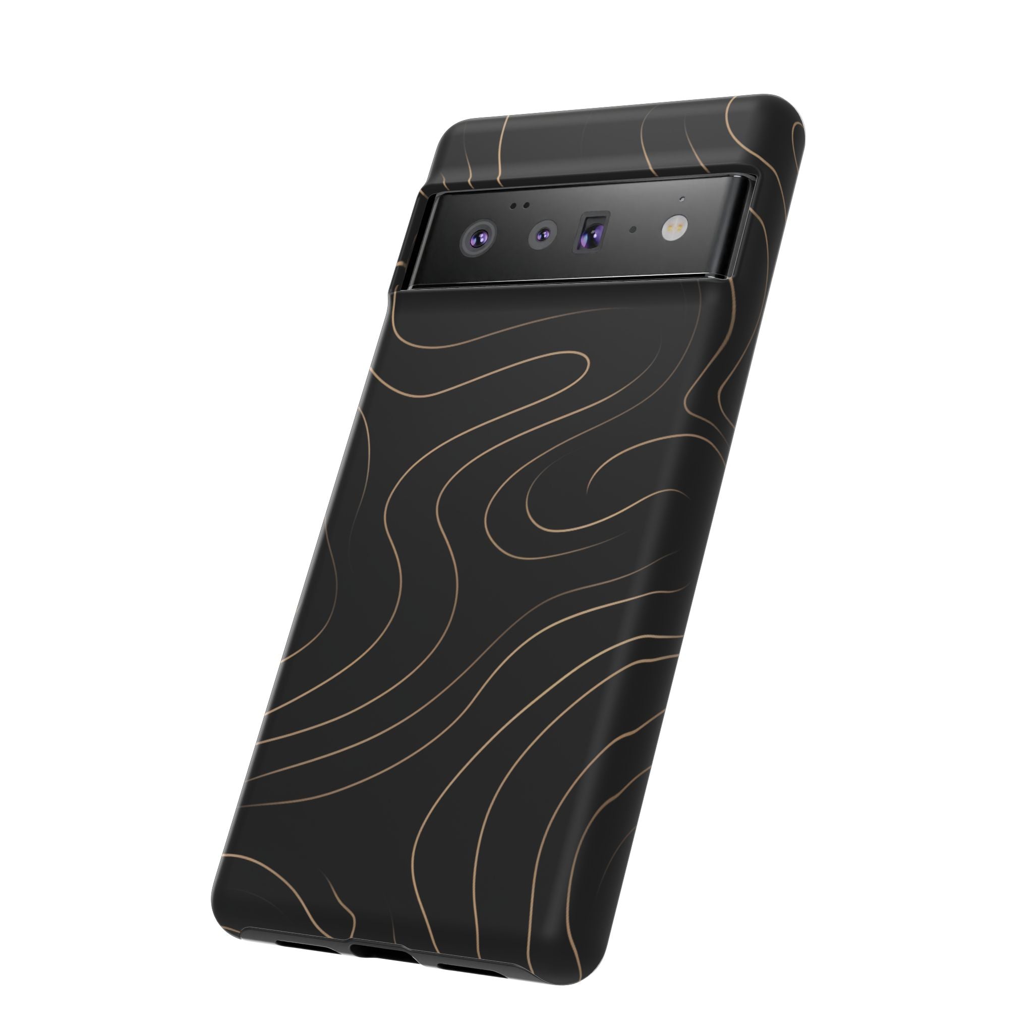 Noir Topograph - Black Minimalist Line Art Phone Case