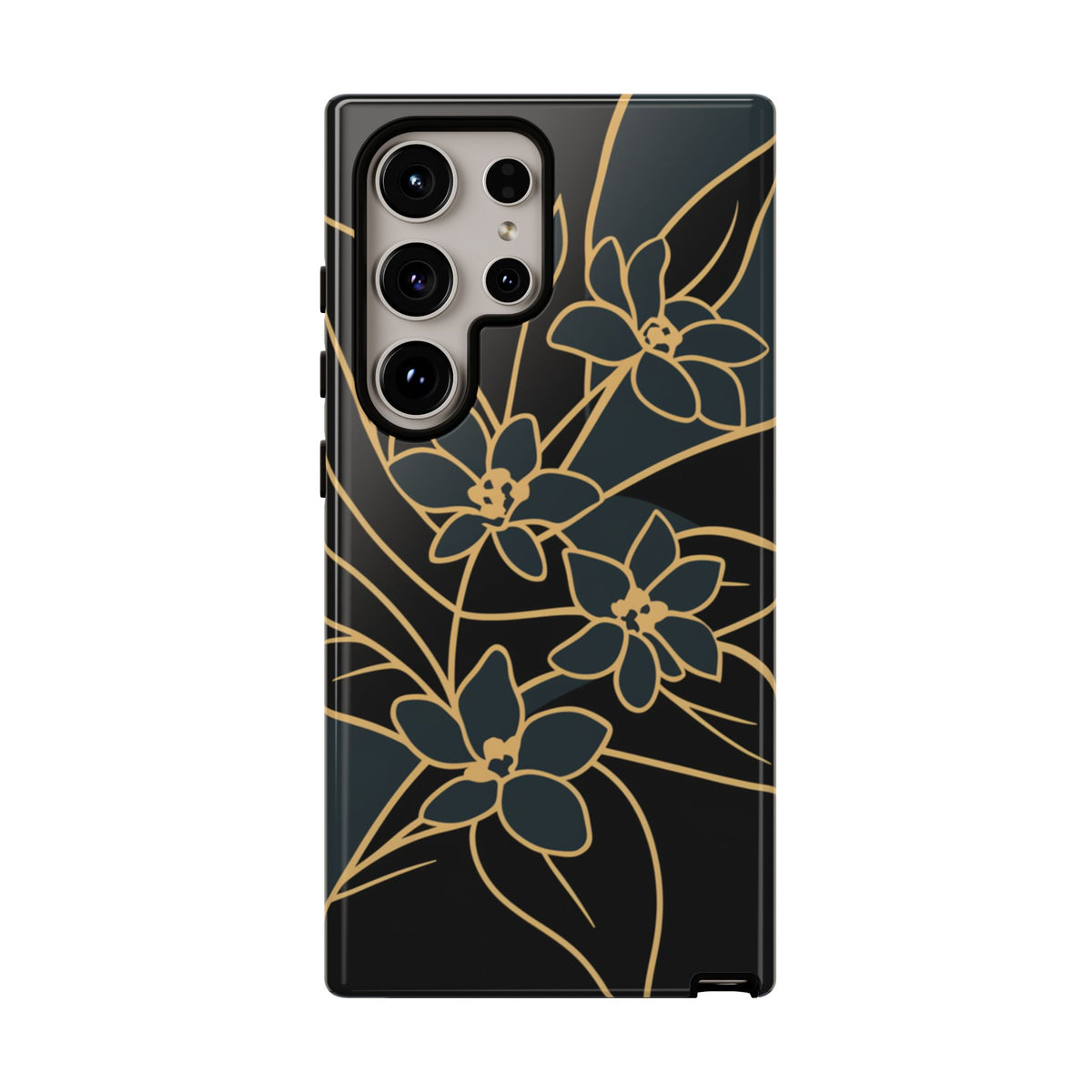 Golden Bloom - Elegant Floral Line Art Phone Case Samsung Galaxy S24 Ultra Glossy