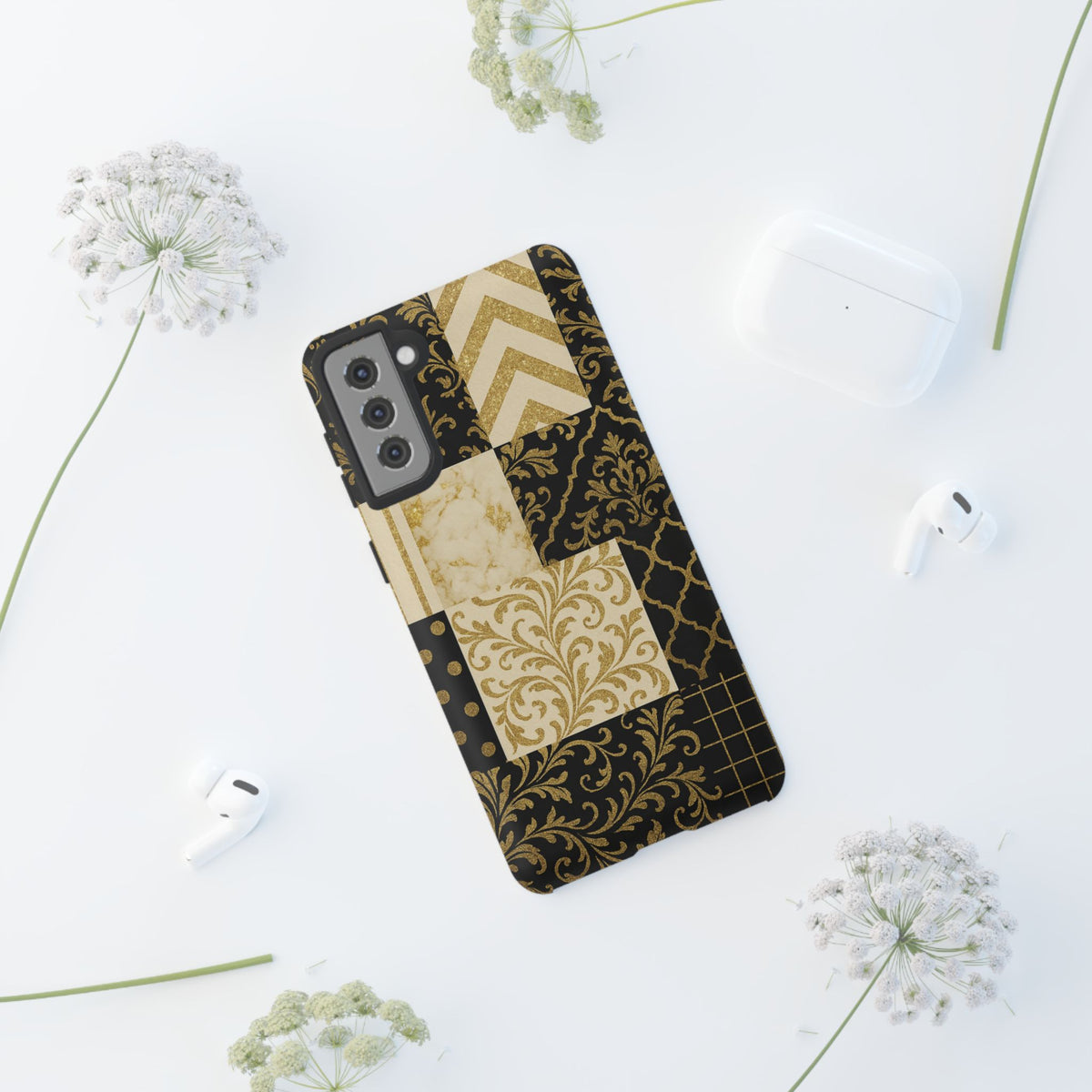 Phone Case, Luxury Black and Gold Festive Design for Christmas Gift, Holiday Decor, Tough Cases, Winter Celebration, Elegant iPhone Cover