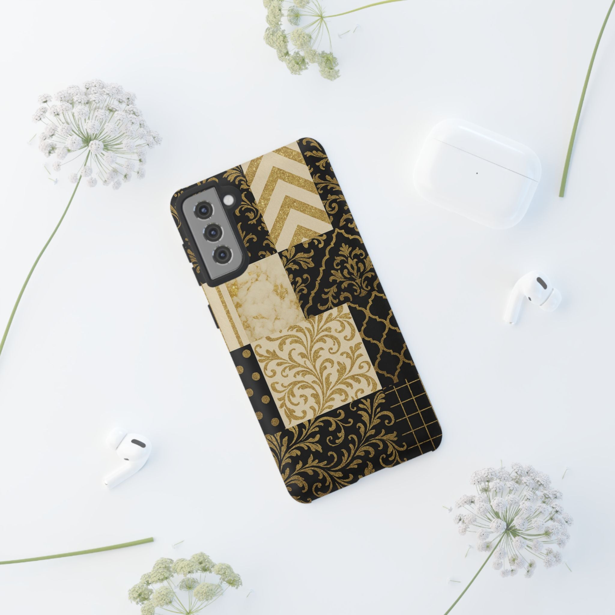 Phone Case, Luxury Black and Gold Festive Design for Christmas Gift, Holiday Decor, Tough Cases, Winter Celebration, Elegant iPhone Cover