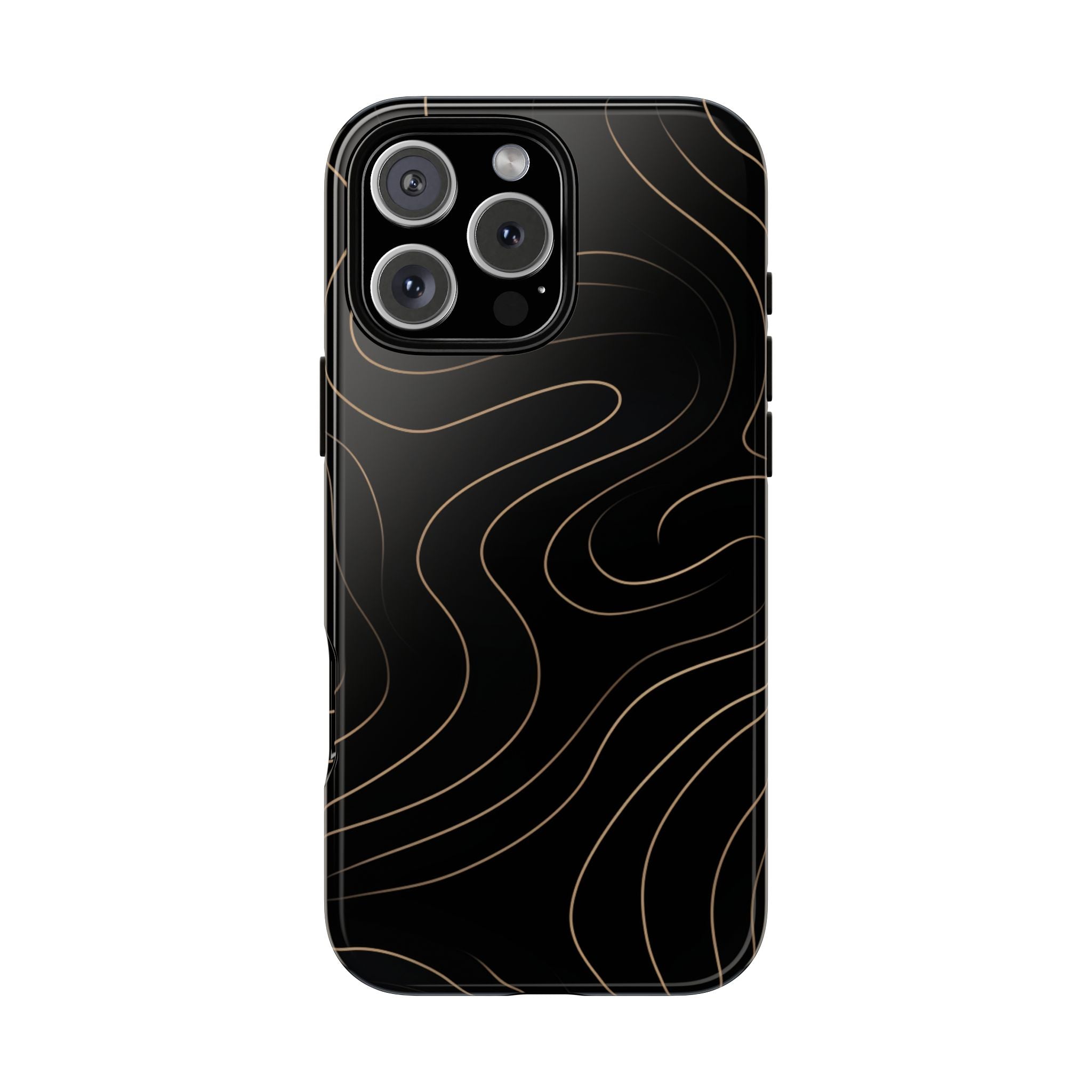 Noir Topograph - Black Minimalist Line Art Phone Case iPhone 16 Pro Max Glossy