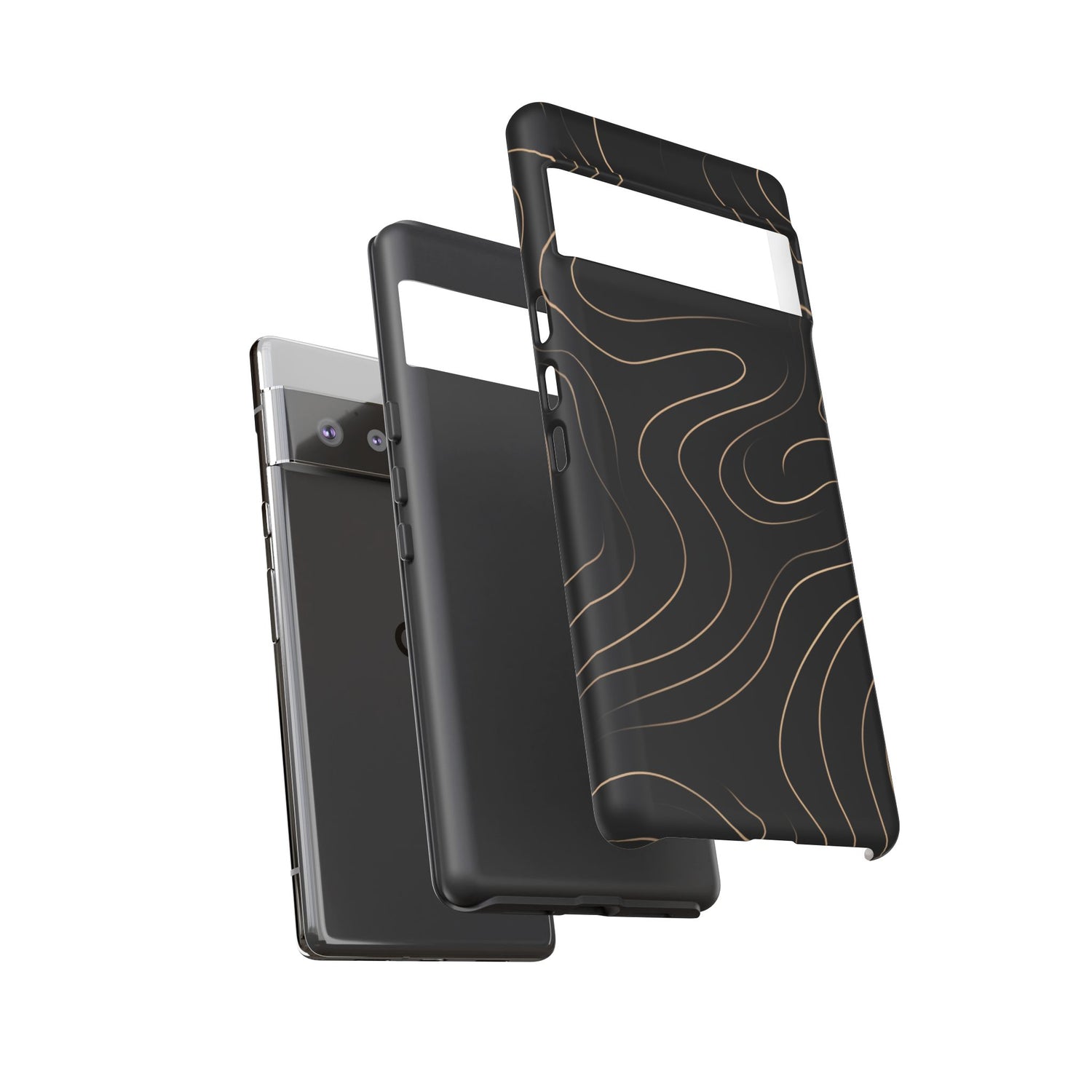 Noir Topograph - Black Minimalist Line Art Phone Case