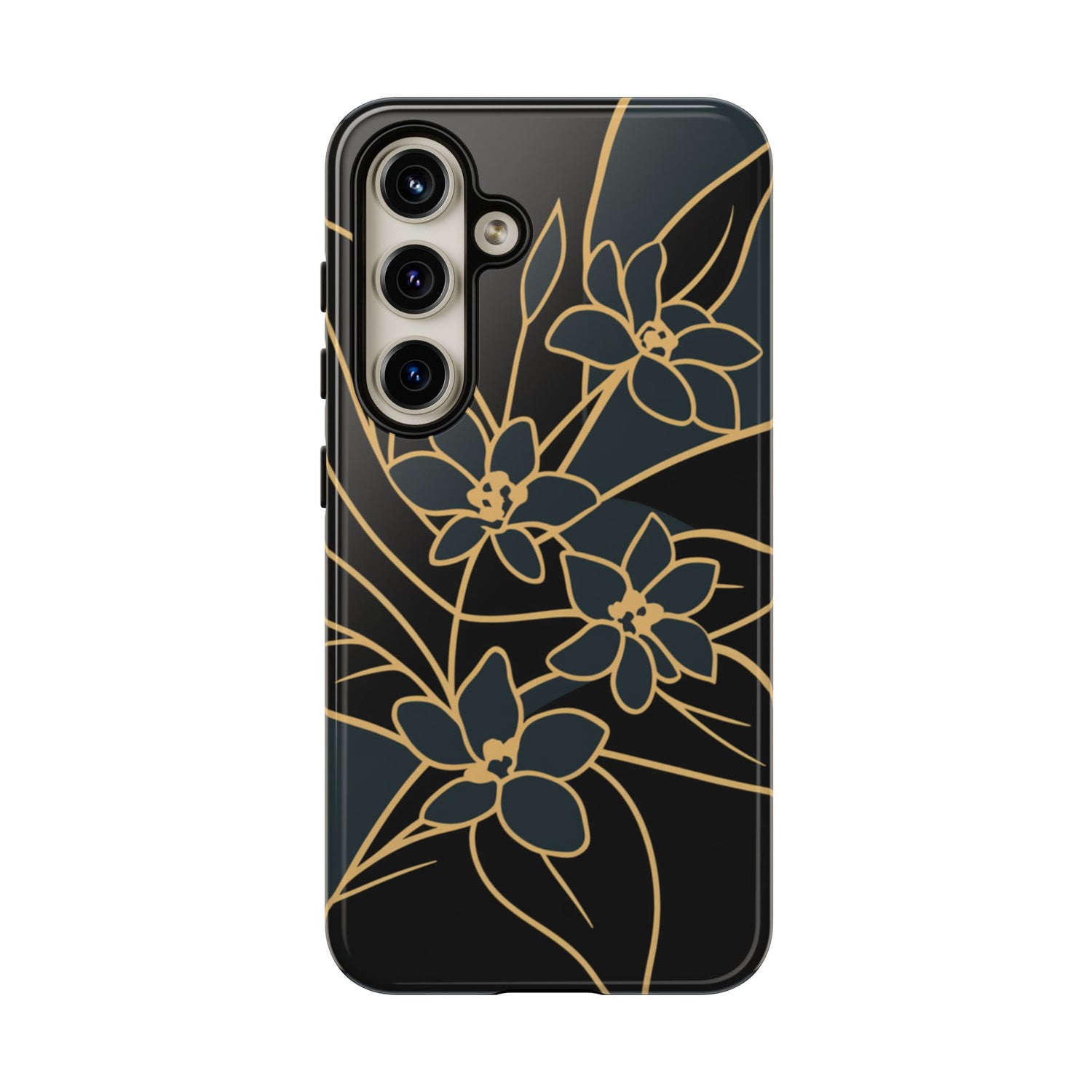 Golden Bloom - Elegant Floral Line Art Phone Case Samsung Galaxy S24 Glossy