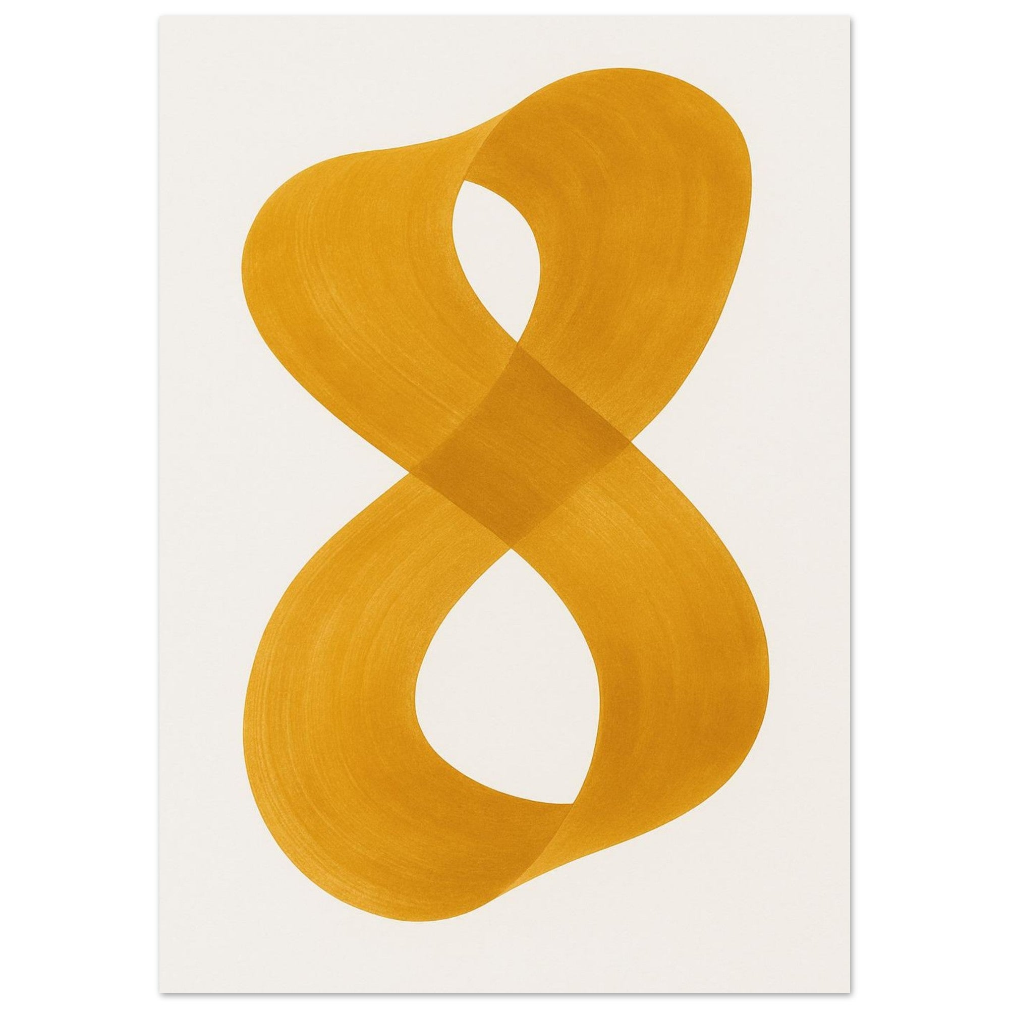Infinity Abstract Brushstroke Art Print - Modern Minimalist Poster in Pink, Blue, Ochre, Black A3 (29.7 x 42 cm) Ochre