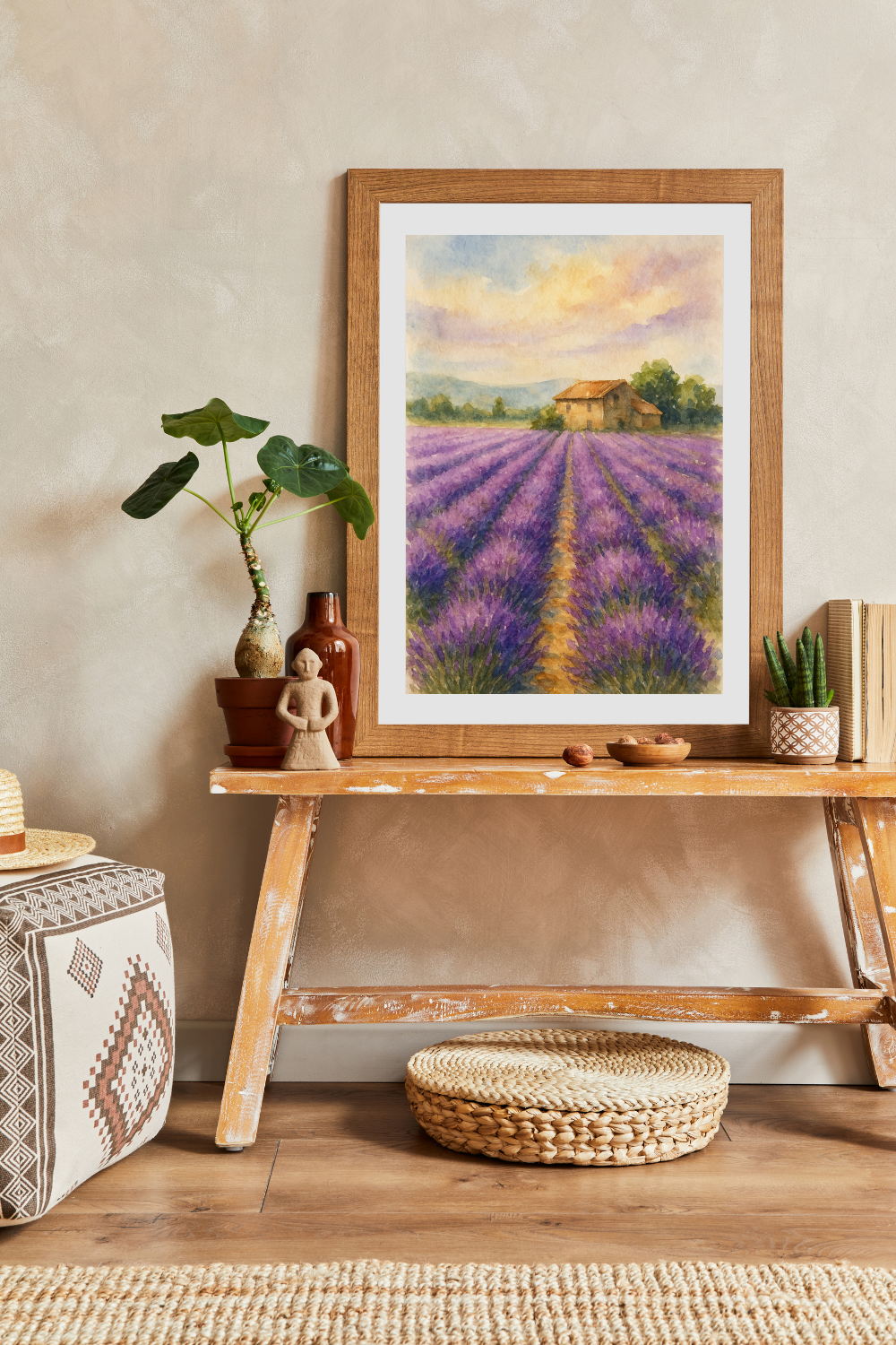 Lavender Fields Provence Watercolour Print - France Travel Wall Art