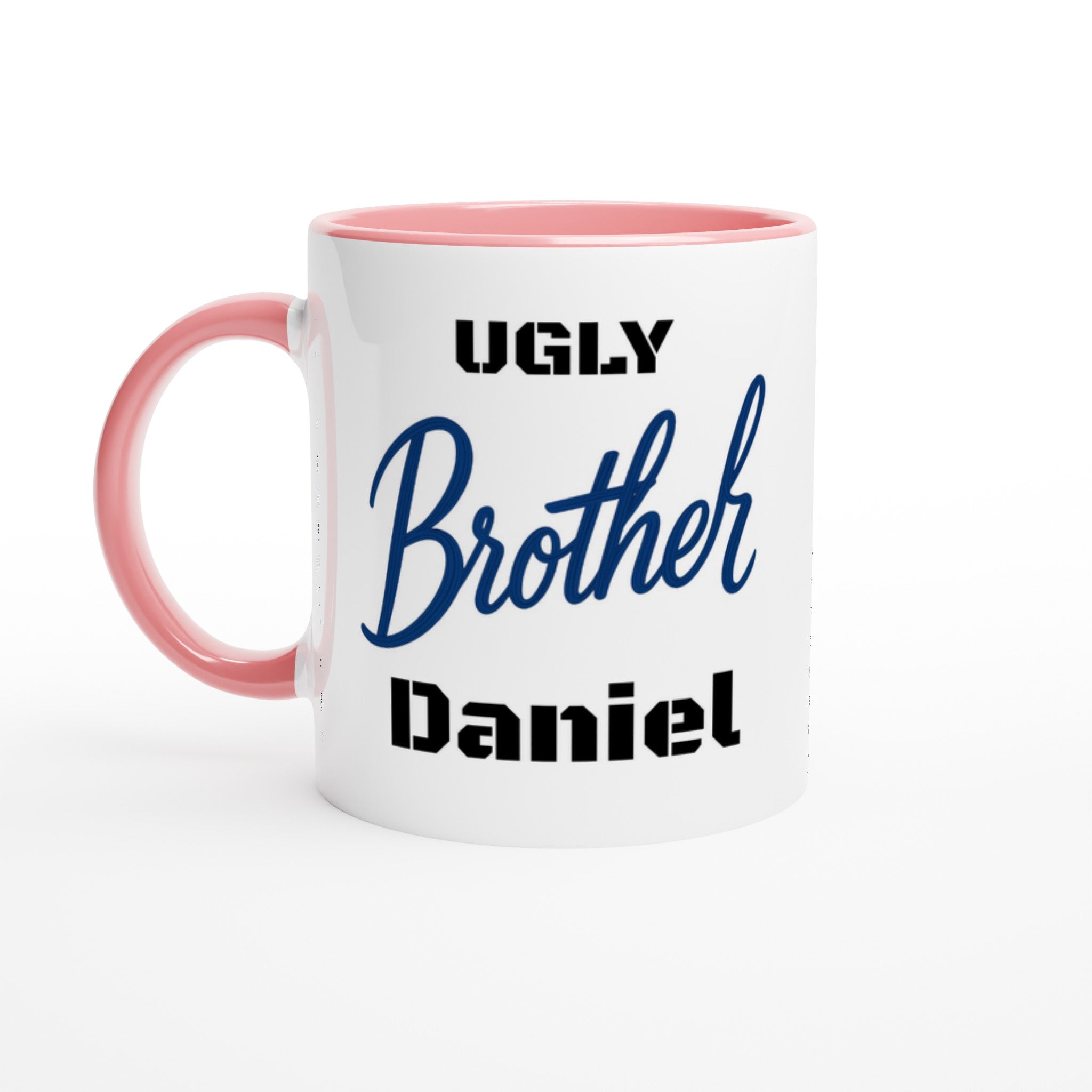 Brother Mug - Blue Brush Script Mug with Heart – Blue Calligraphy 11oz Coffee Cup – Gift for Brother, Birthday or Everyday Surprise