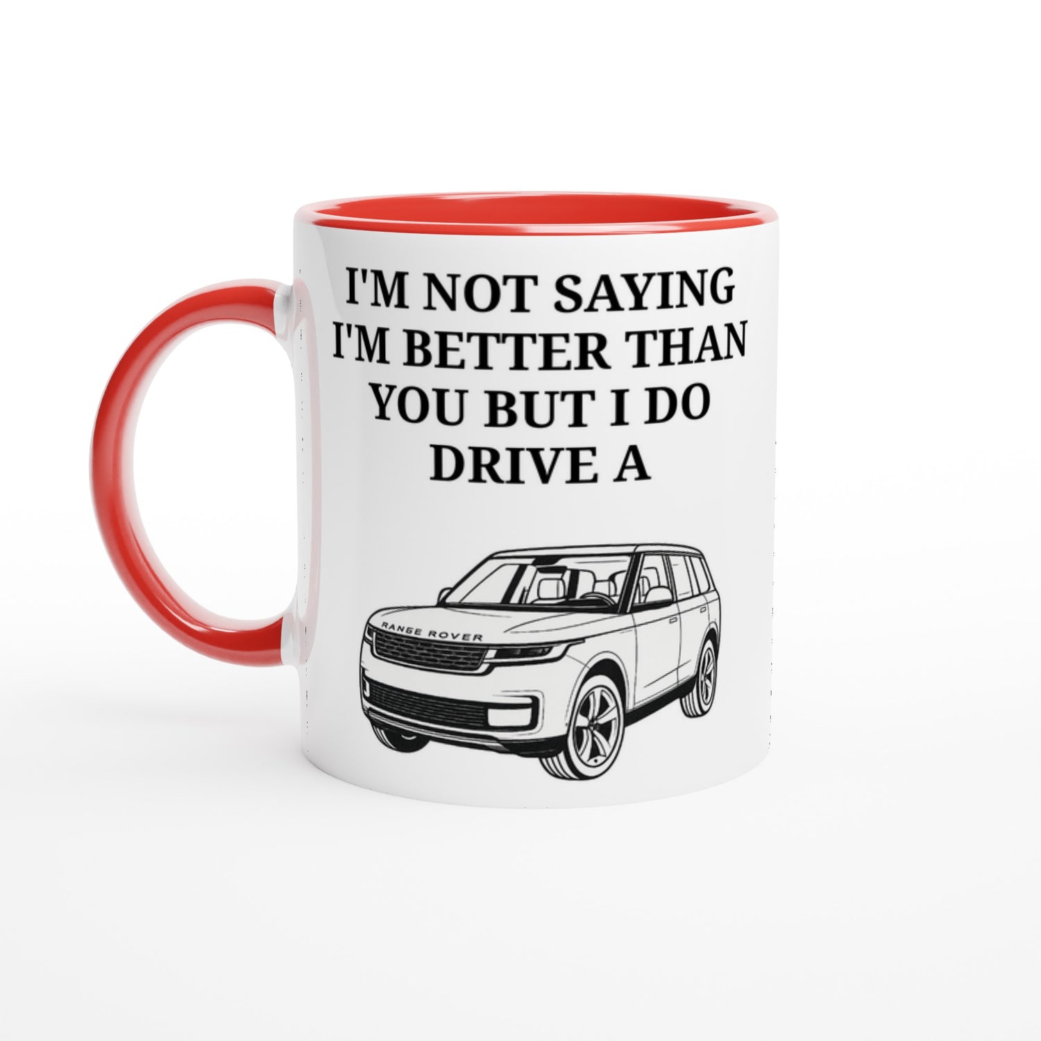 Funny Range Rover Mug – 11oz Luxury Car Driver Gift, Bold Statement Coffee Cup, Land Rover, Range Rover Gen 3 Lover Gift for Him or Her Ceramic Red