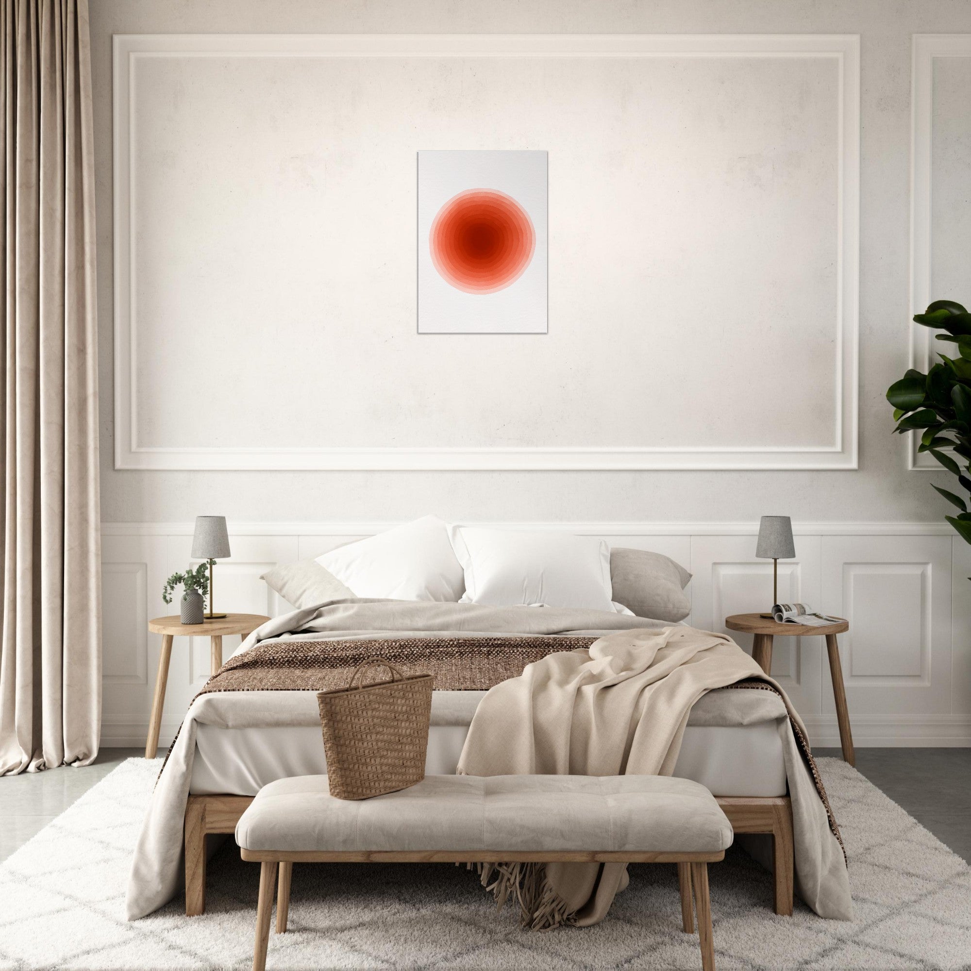 Crimson Pulse – Abstract Red Watercolor Circle Print - Slim Canvas - Wall Art