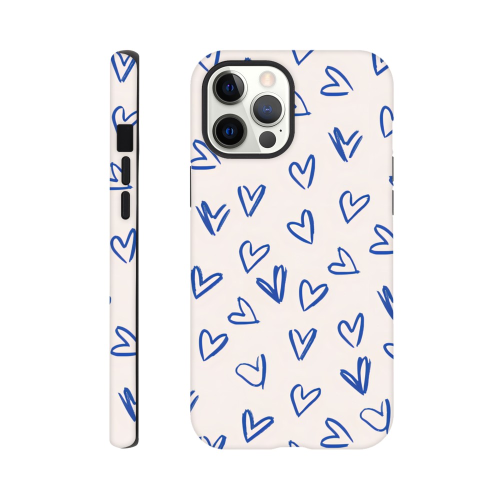 Blue Hearts Phone Case - Cute Minimalist Pattern for iPhone & Samsung | Romantic Design Protection iPhone 12 Pro Max