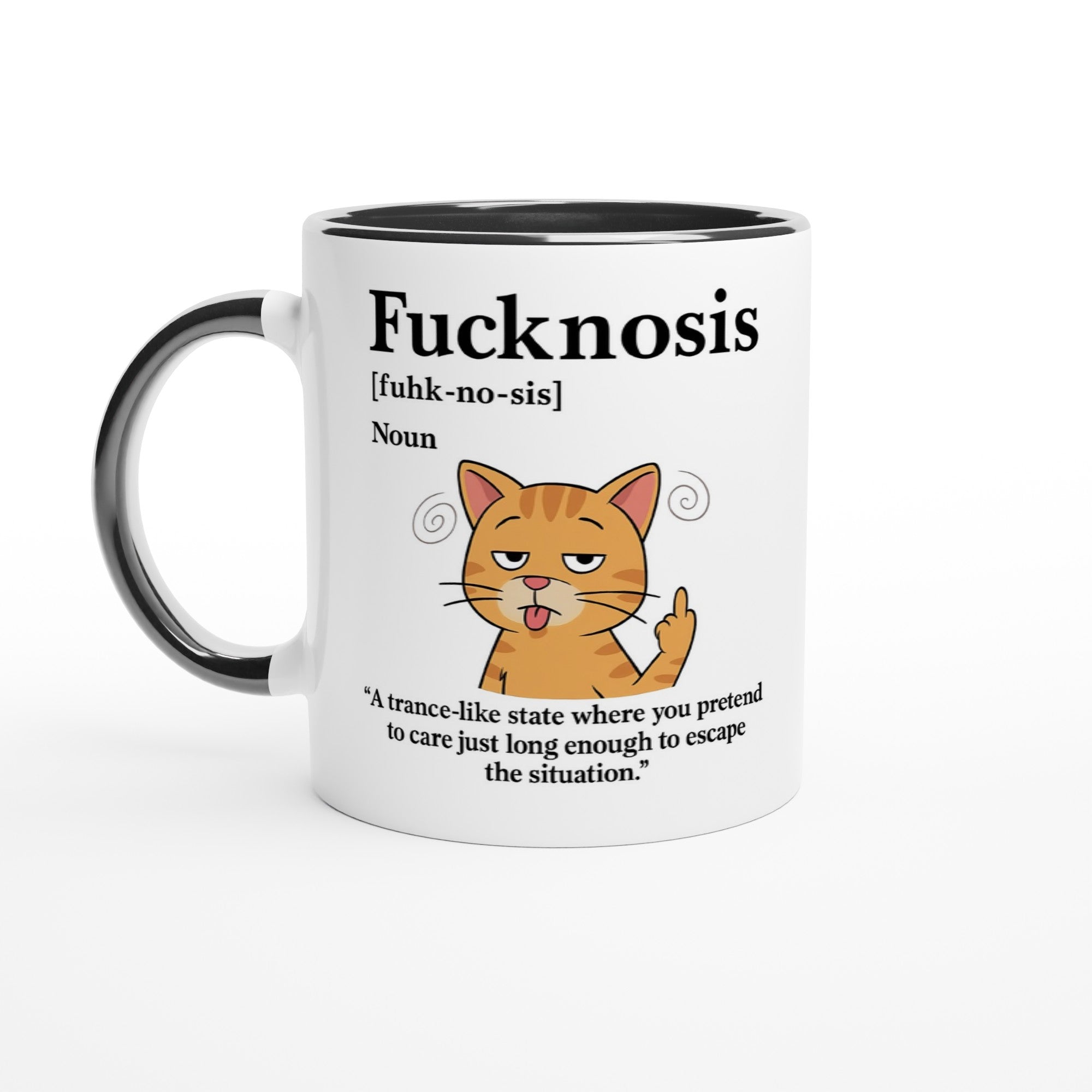 Funny F*cknosis Mug – Sarcastic Definition Coffee Cup with Dog, Cat, Bear, or Horse Design – 11oz Ceramic Humor Gift Ceramic Black Cat
