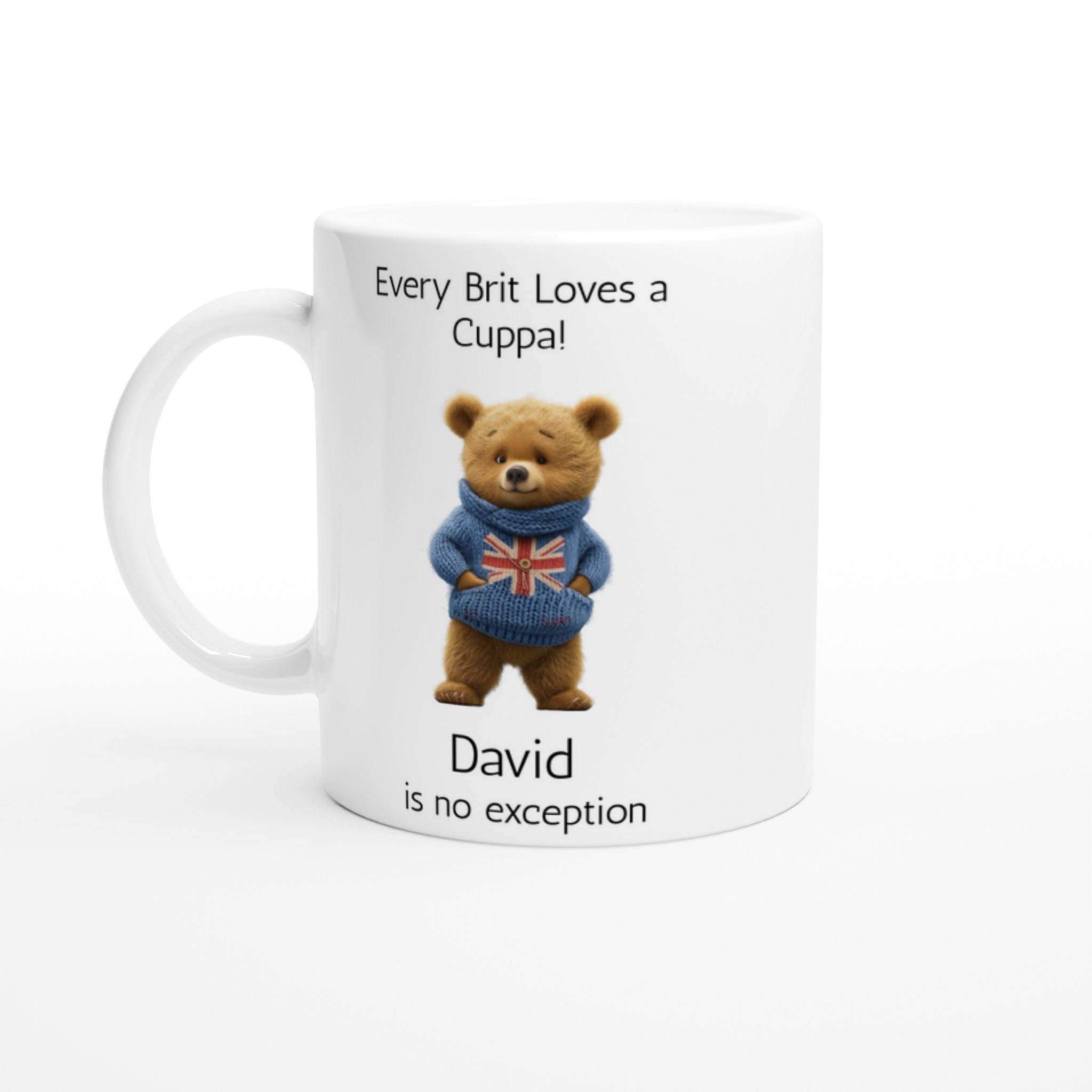 Fancy a Cuppa Mug, United Kingdom Bear Mug,Grizzly Bear Cup,UK Gift,UK Memorabilia or Souvenir, Coffee Mug, Tea Mug, White 11oz Ceramic Mug Default Title