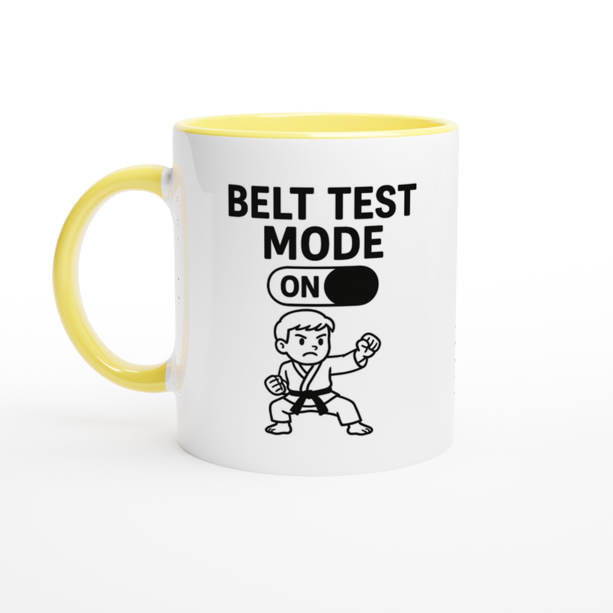 Karate Belt Test Mode On Mug - Perfect Gift for Karate Students & Practitioners Ceramic Yellow