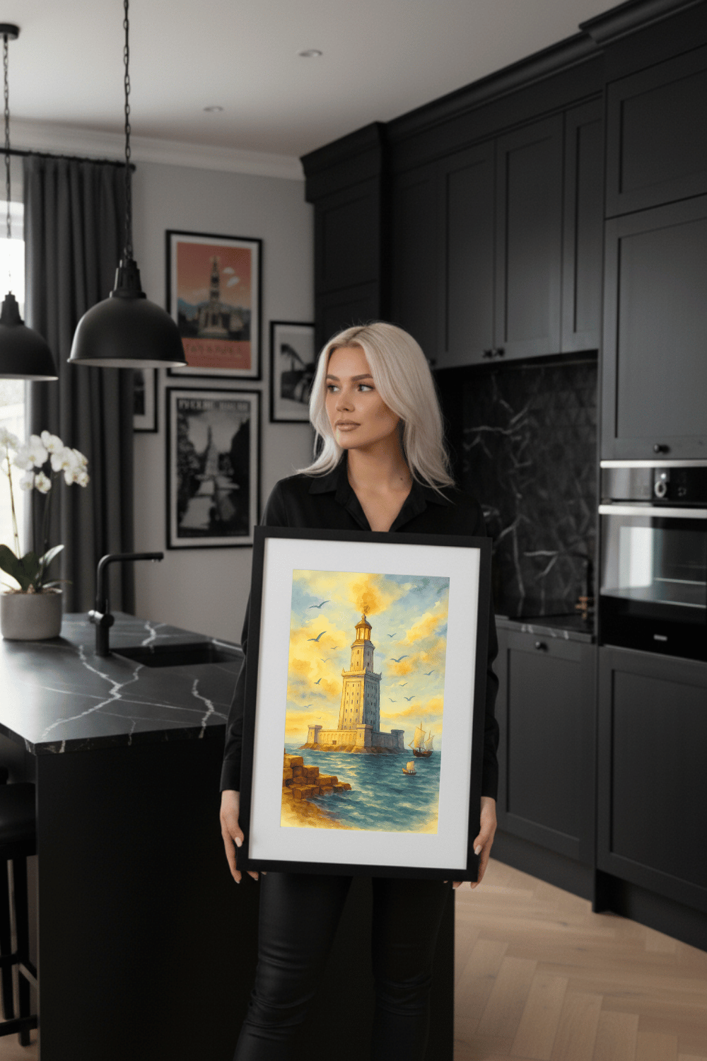 Lighthouse of Alexandria Watercolor Print: Pharos Wall Art