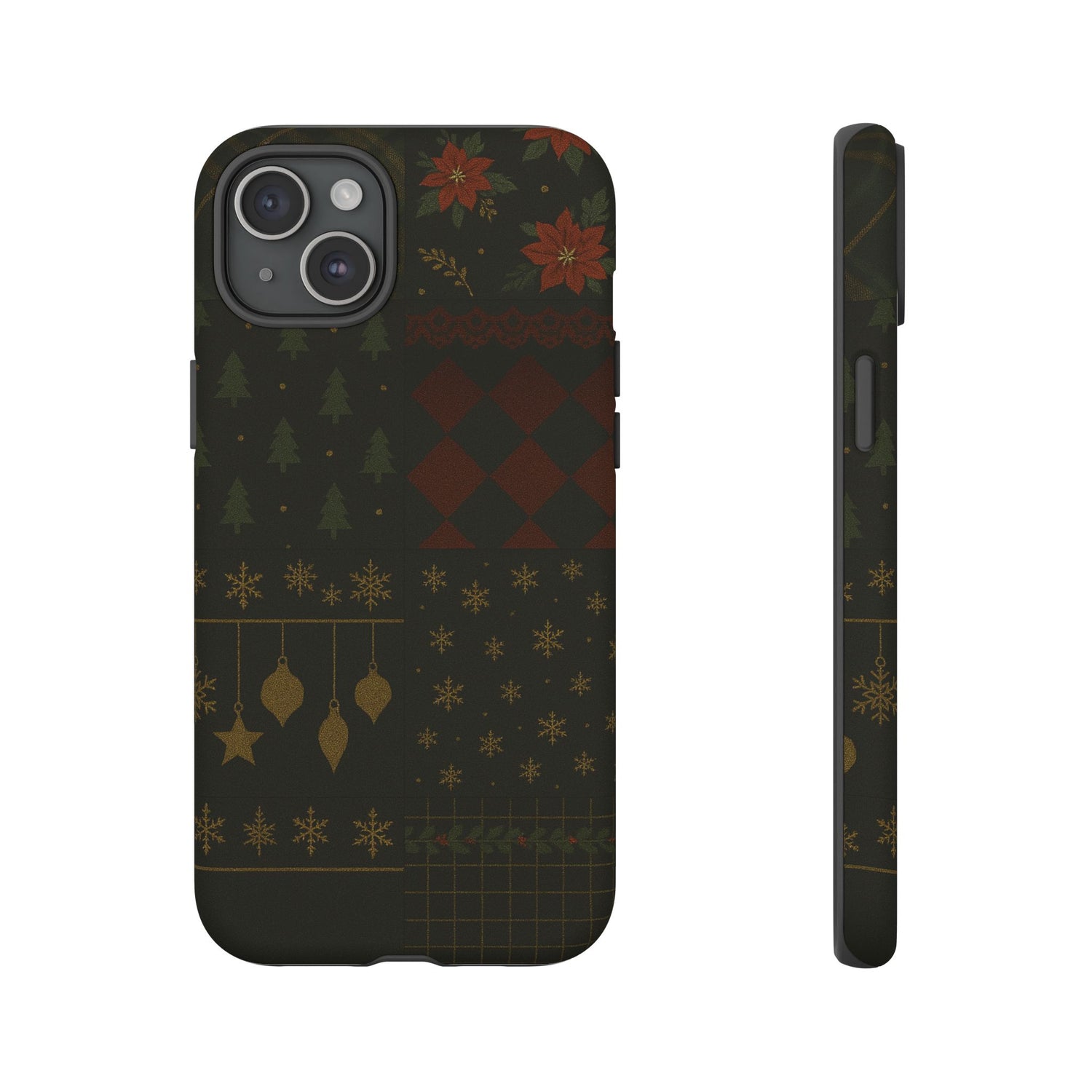 Black Luxury Phone Case for Christmas Festive Season - Tough design iPhone 15 Plus Matte