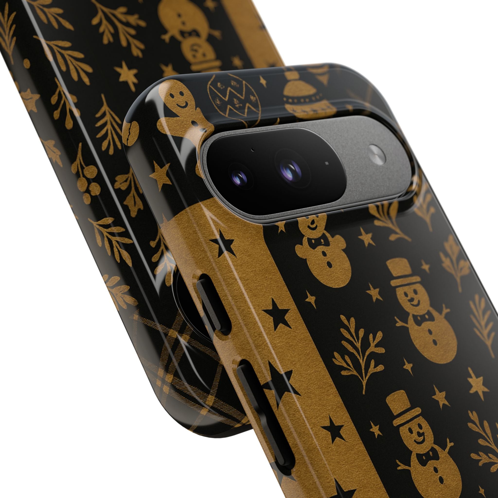 Black Festive Phone Case | Christmas Gift | Holiday Decor | Snowman Design | Tough Cases | Winter Celebration