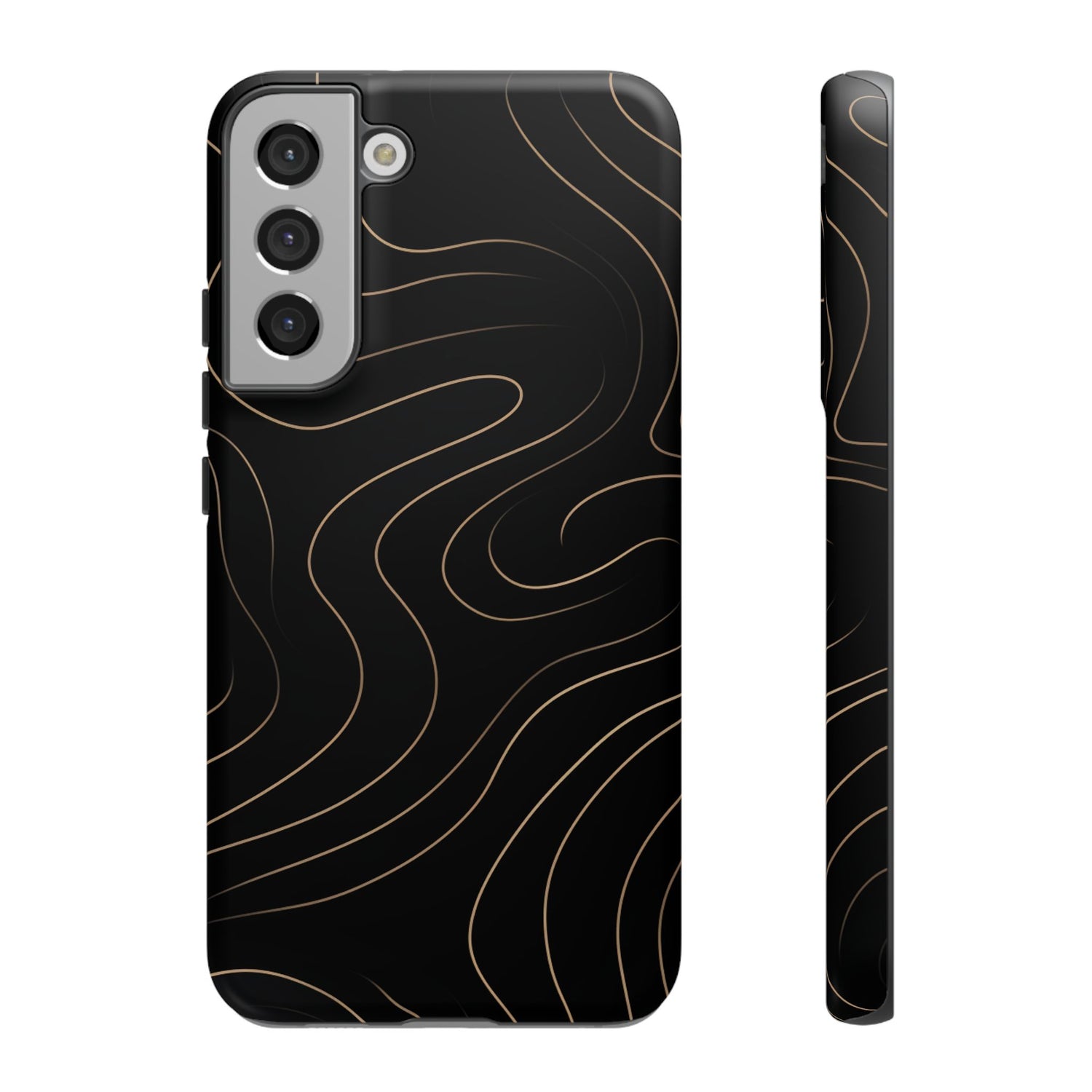 Noir Topograph - Black Minimalist Line Art Phone Case Samsung Galaxy S22 Plus Matte