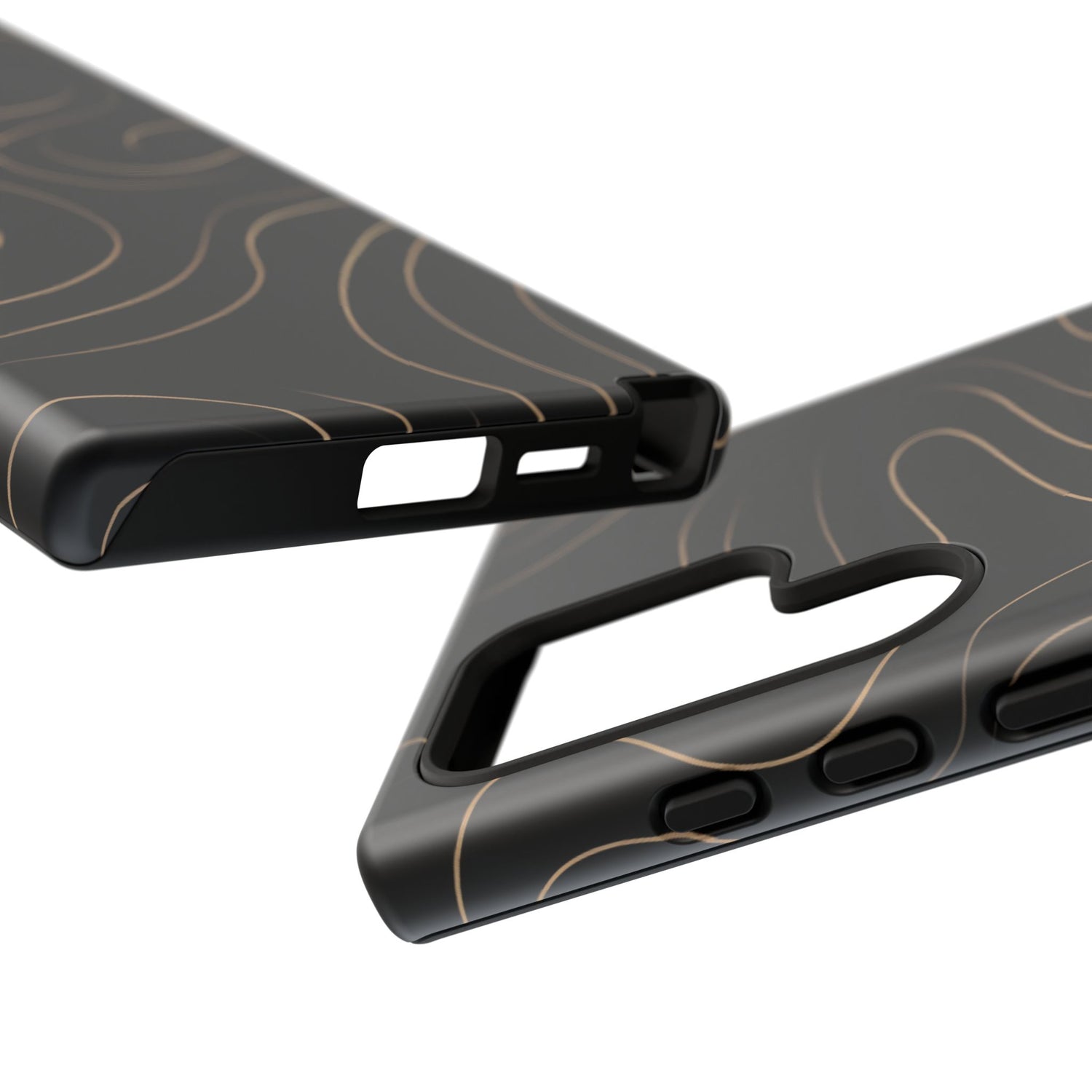 Noir Topograph - Black Minimalist Line Art Phone Case