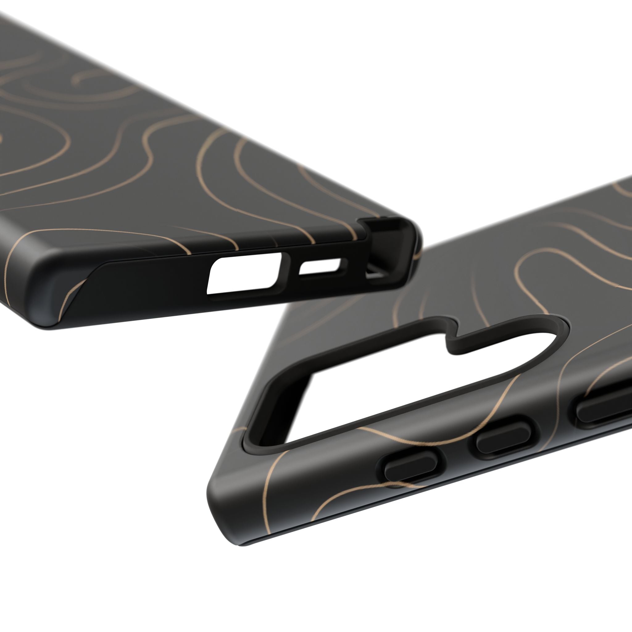 Noir Topograph - Black Minimalist Line Art Phone Case