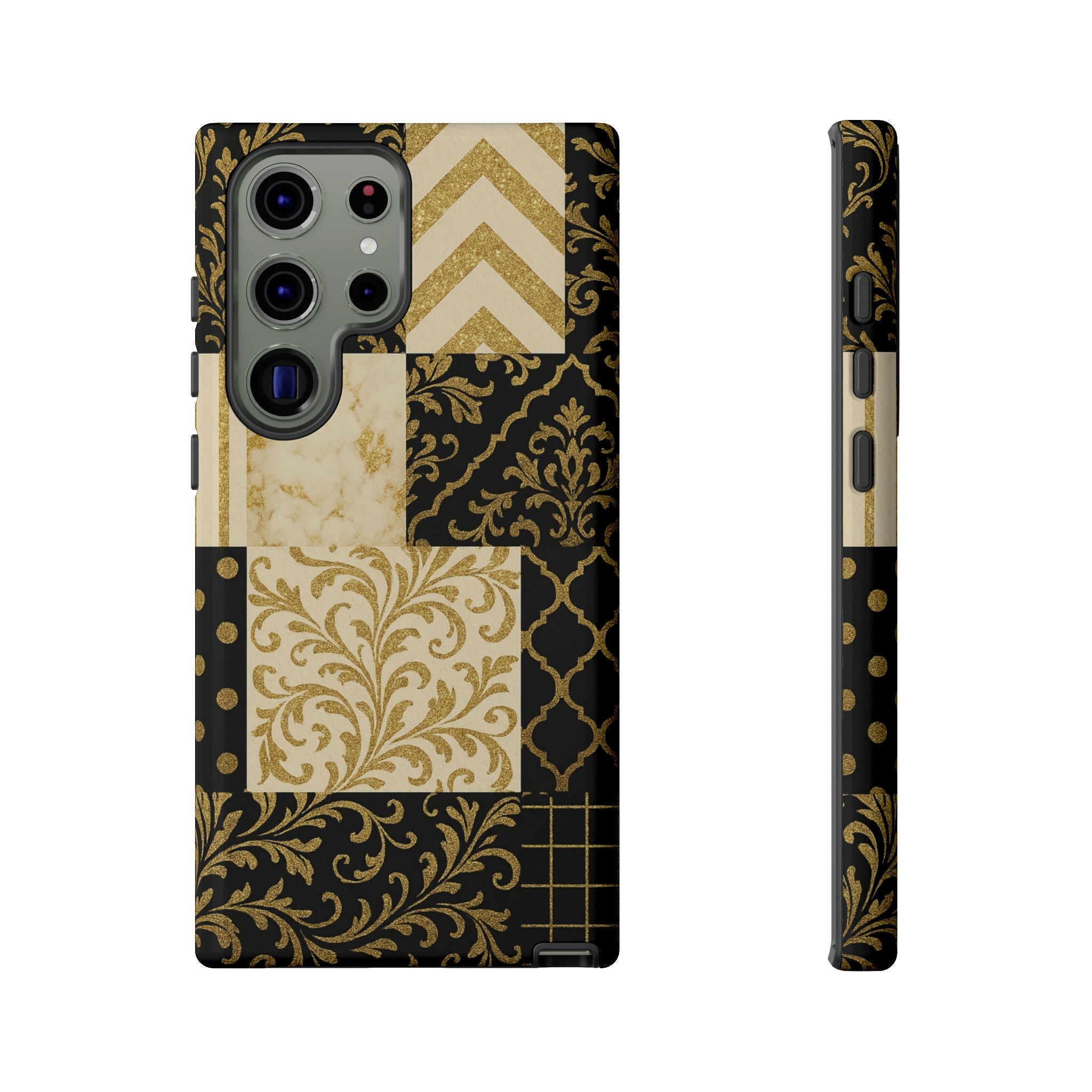 Phone Case, Luxury Black and Gold Festive Design for Christmas Gift, Holiday Decor, Tough Cases, Winter Celebration, Elegant iPhone Cover Samsung Galaxy S23 Ultra Glossy