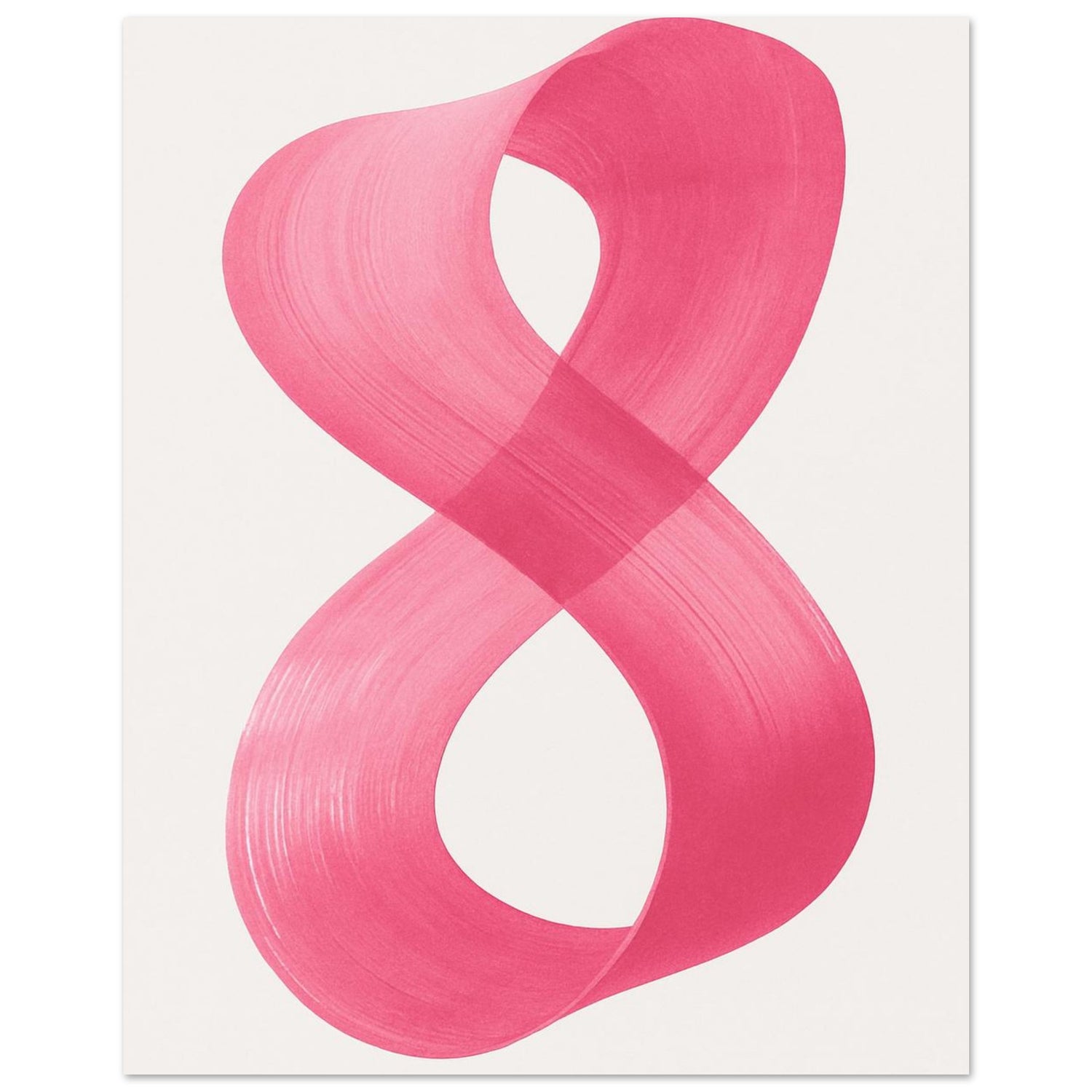 Infinity Abstract Brushstroke Art Print - Modern Minimalist Poster in Pink, Blue, Ochre, Black 40x50 cm 16x20″ Pink