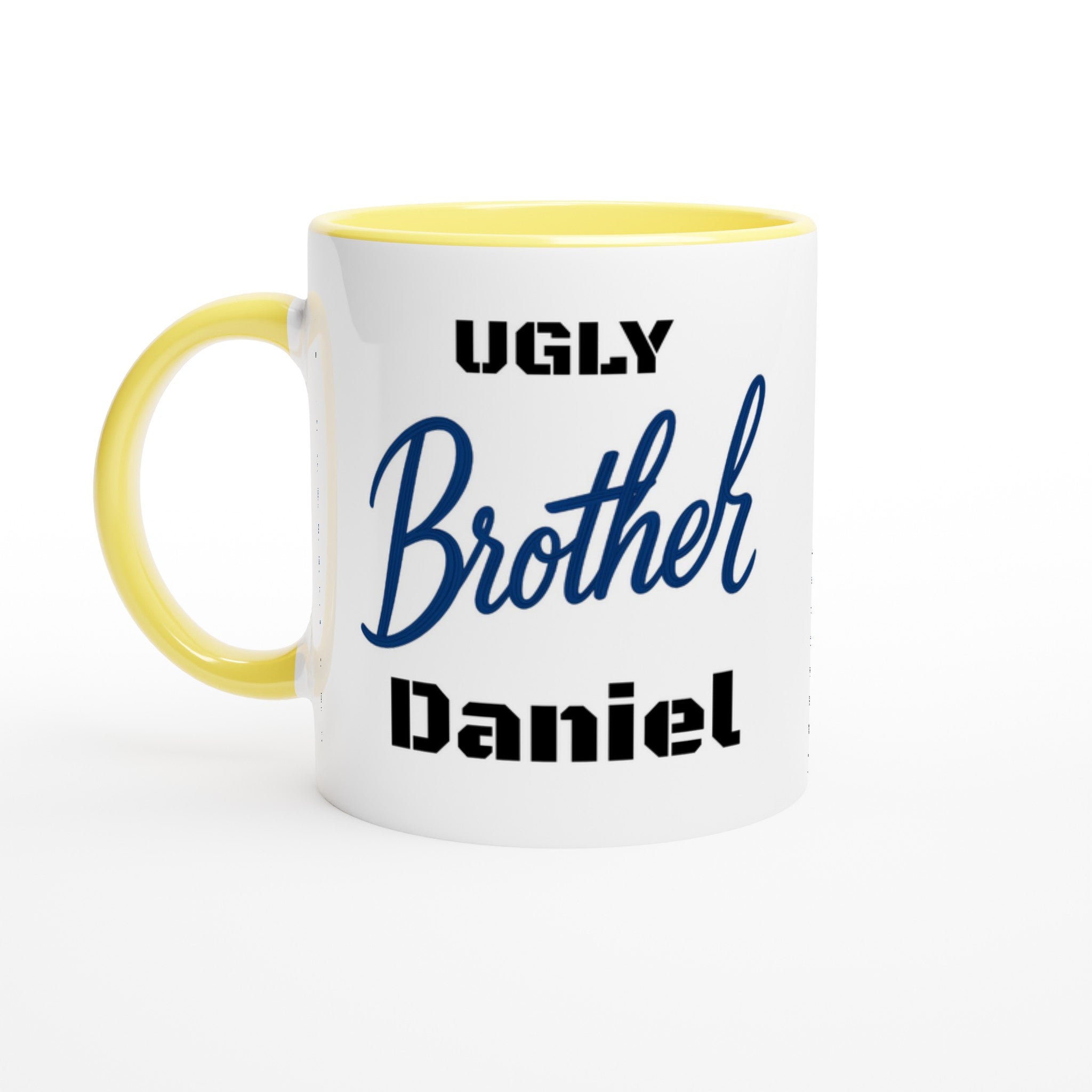 Brother Mug - Blue Brush Script Mug with Heart – Blue Calligraphy 11oz Coffee Cup – Gift for Brother, Birthday or Everyday Surprise