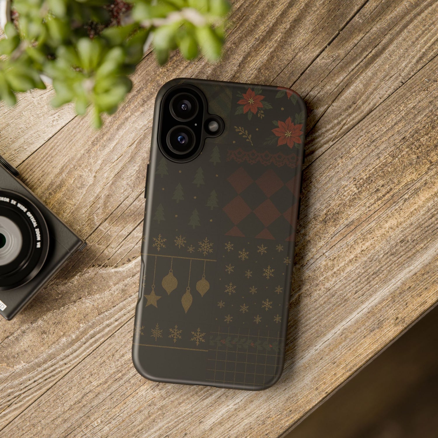 Black Luxury Phone Case for Christmas Festive Season - Tough design