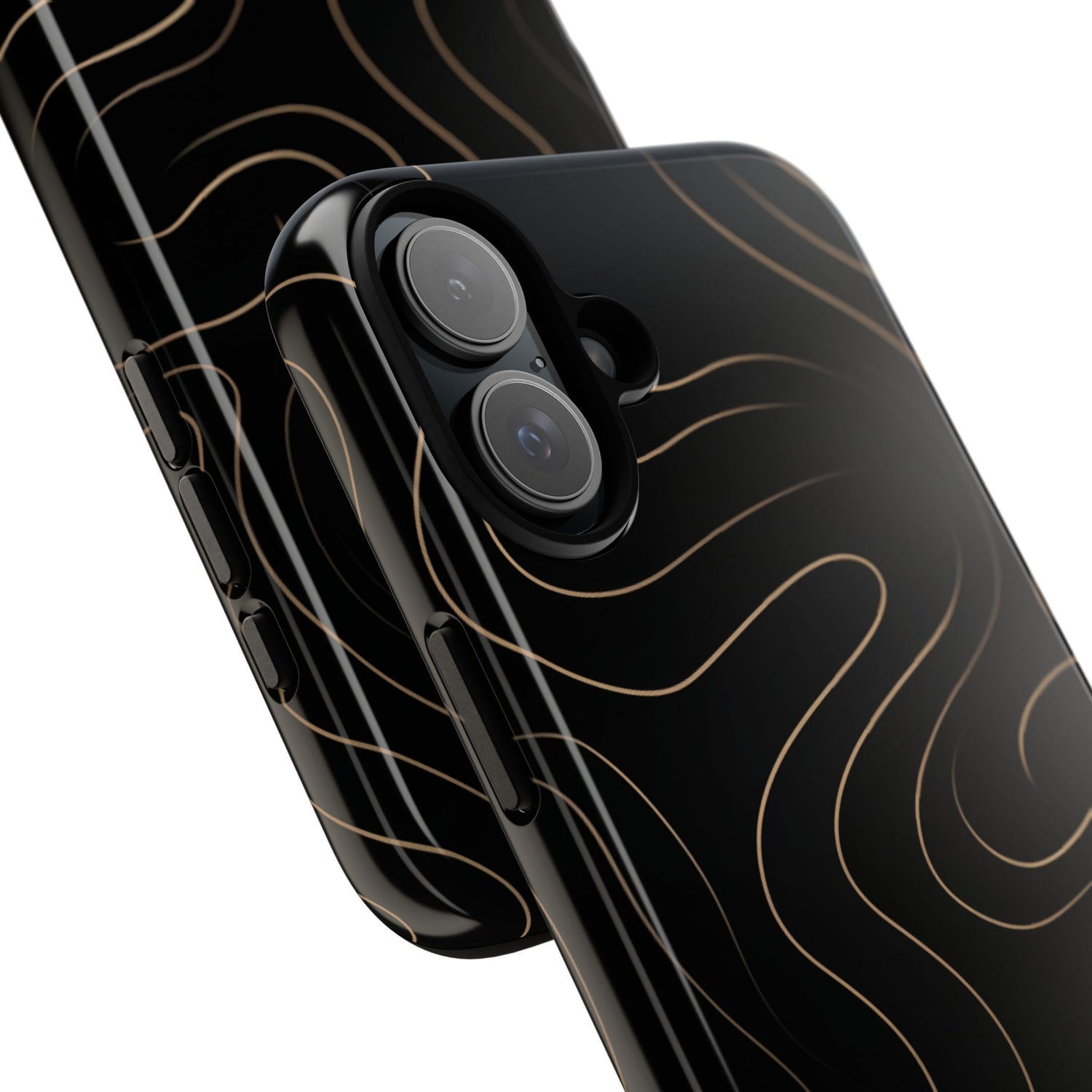 Noir Topograph - Black Minimalist Line Art Phone Case