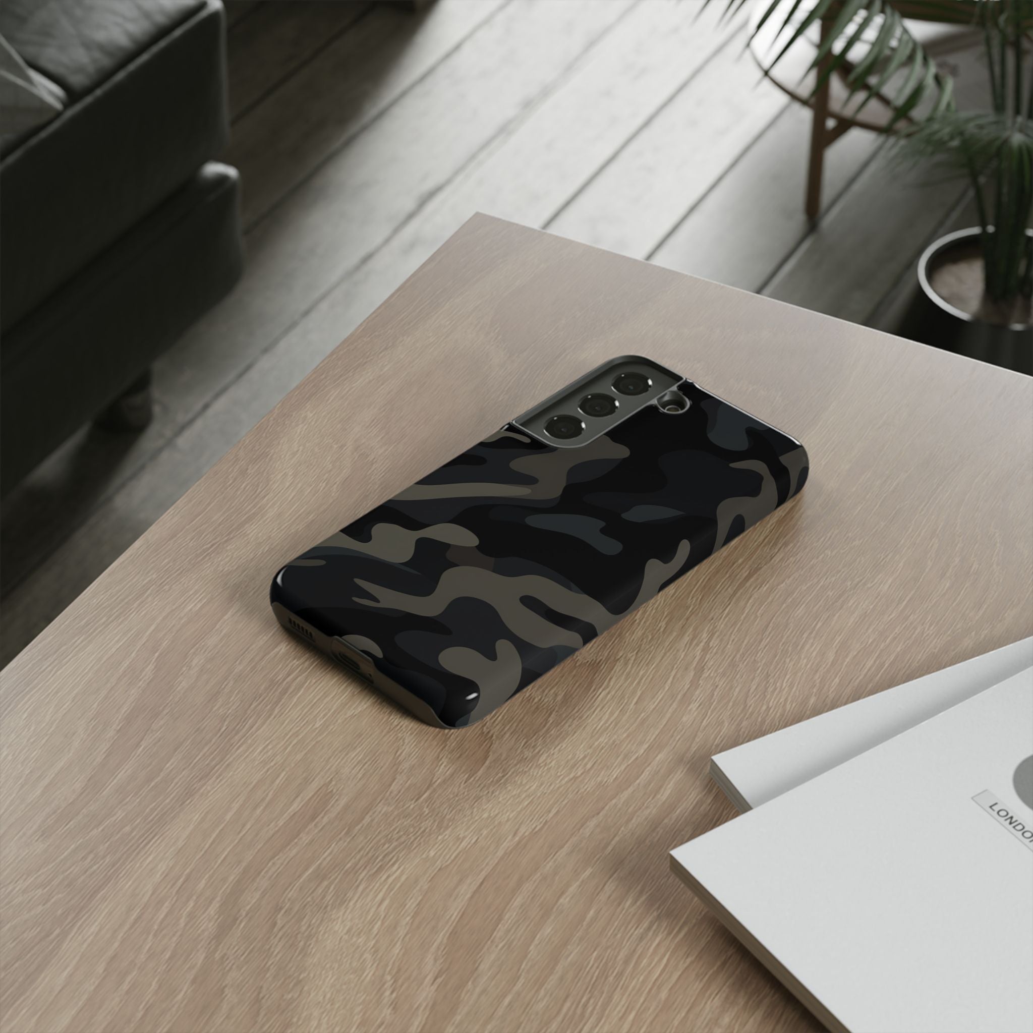 Black Camouflage Phone Case for iPhone, Samsung and Google Pixel