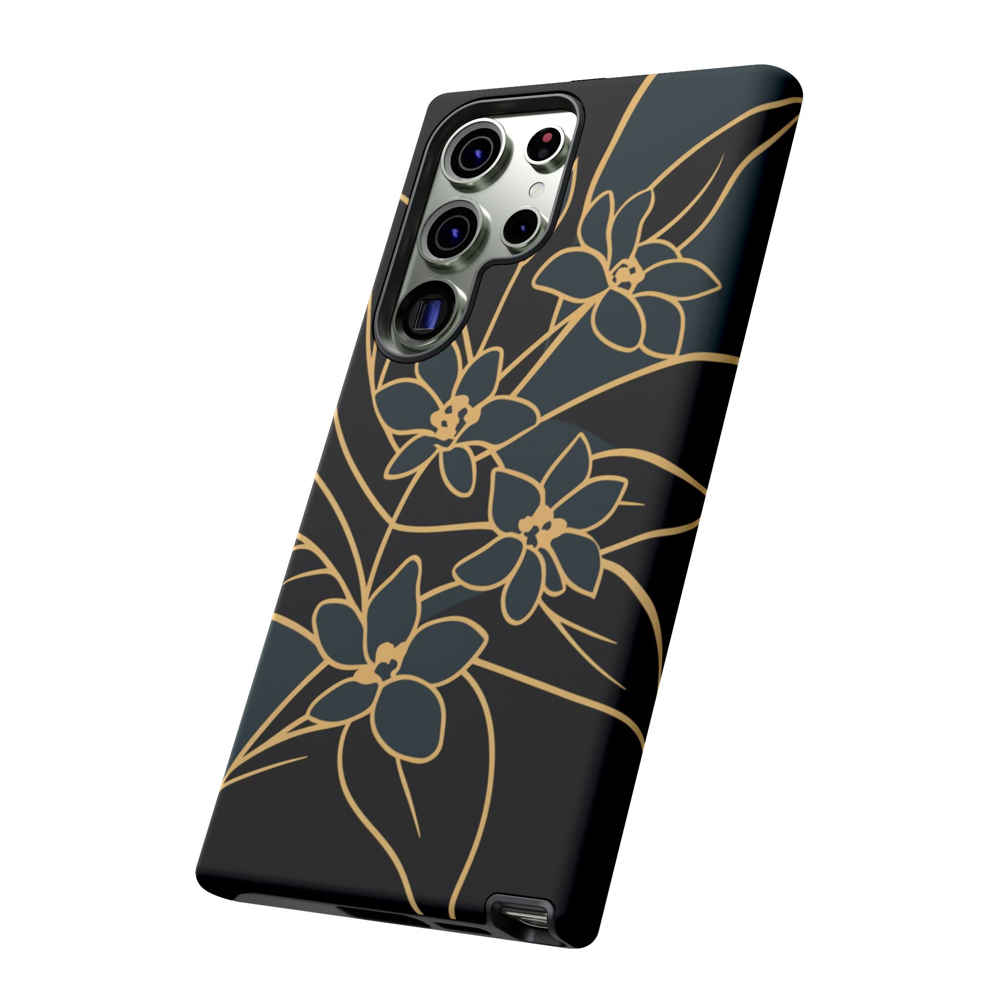 Golden Bloom - Elegant Floral Line Art Phone Case
