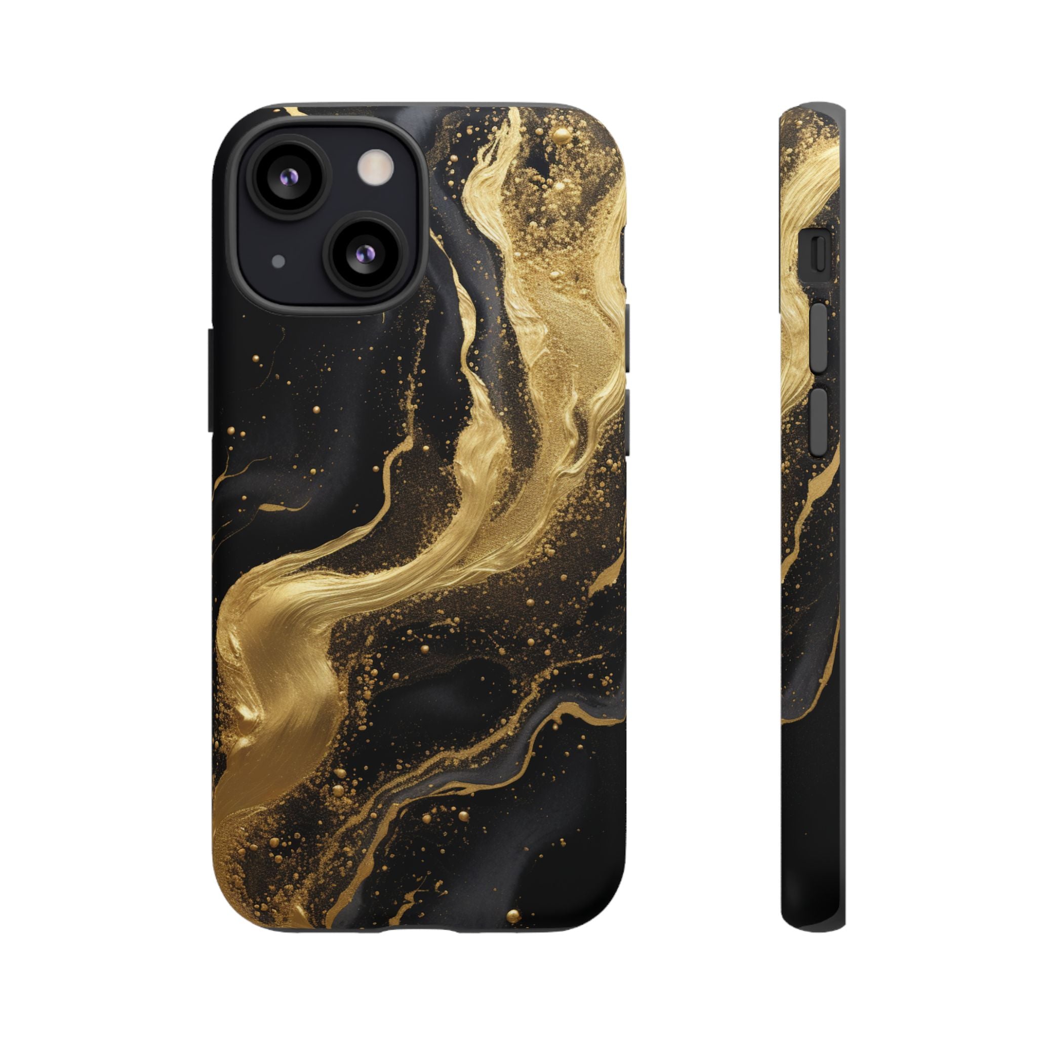 Golden Flow - Black & Gold Marble Luxe Phone Case iPhone 13 Mini Matte
