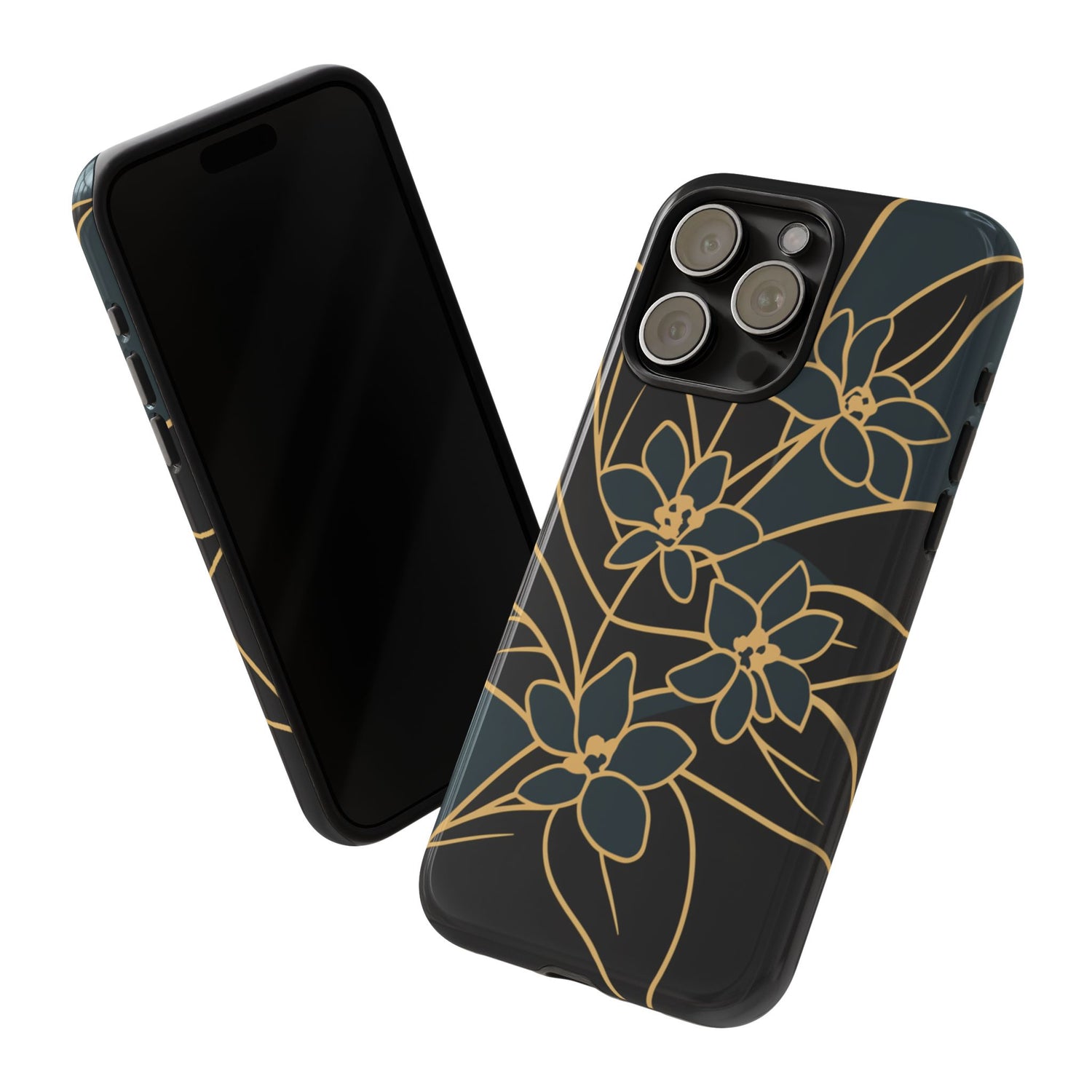 Golden Bloom - Elegant Floral Line Art Phone Case