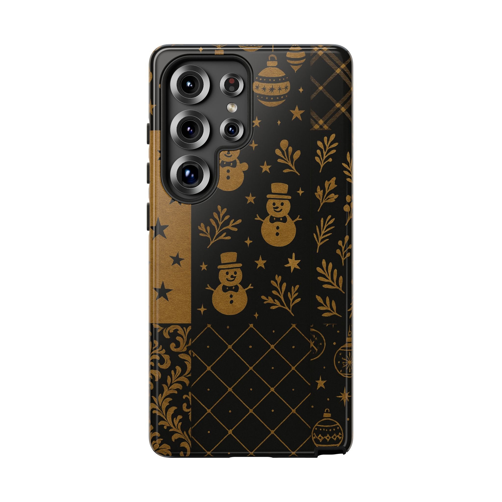 Black Festive Phone Case | Christmas Gift | Holiday Decor | Snowman Design | Tough Cases | Winter Celebration Samsung Galaxy S25 Ultra Glossy